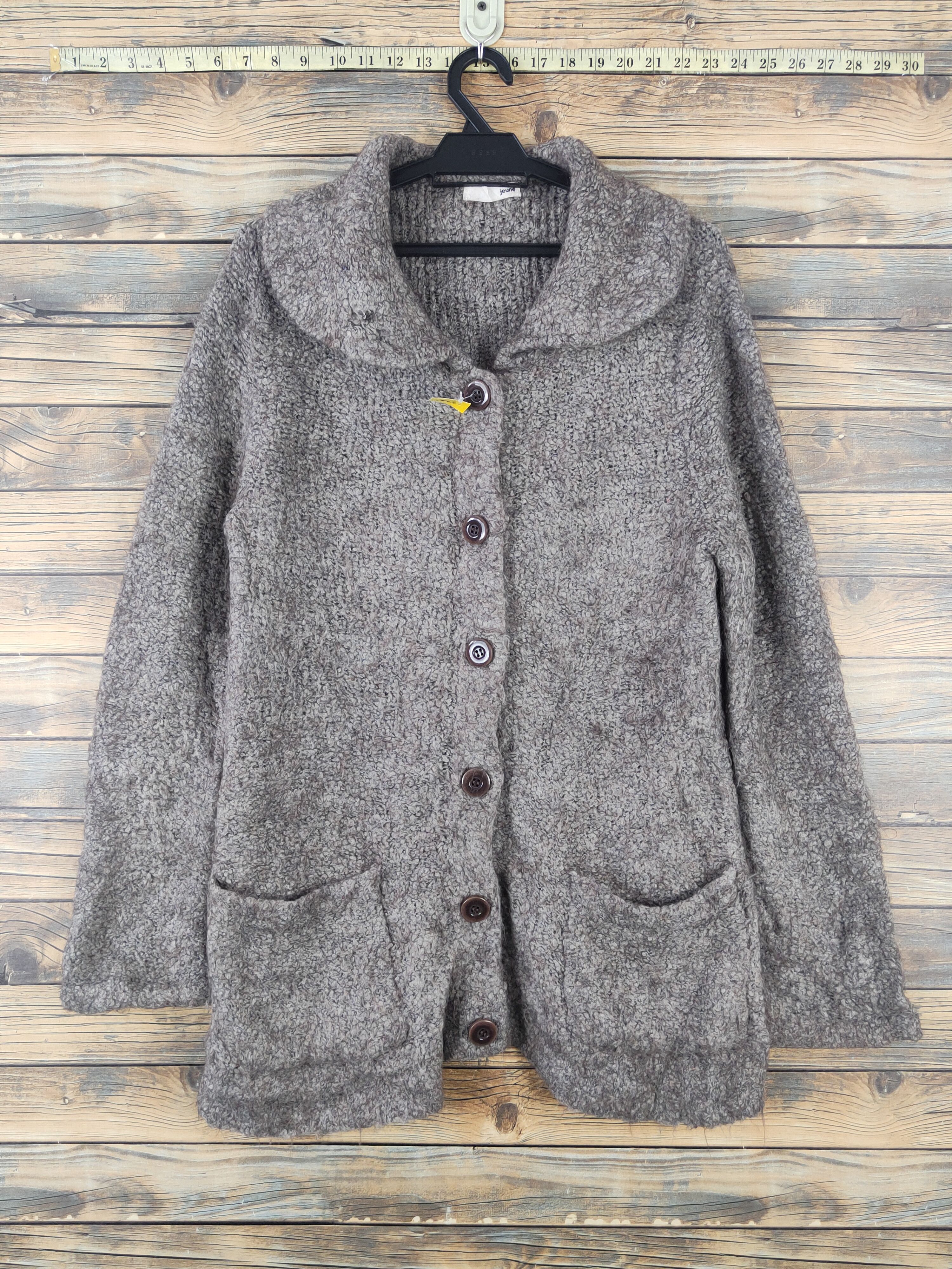 Japanese Brand Jeune Brown Knitwear Wool Cardigan #W2129 Size M / US 6-8 / IT 42-44 - 1 Thumbnail