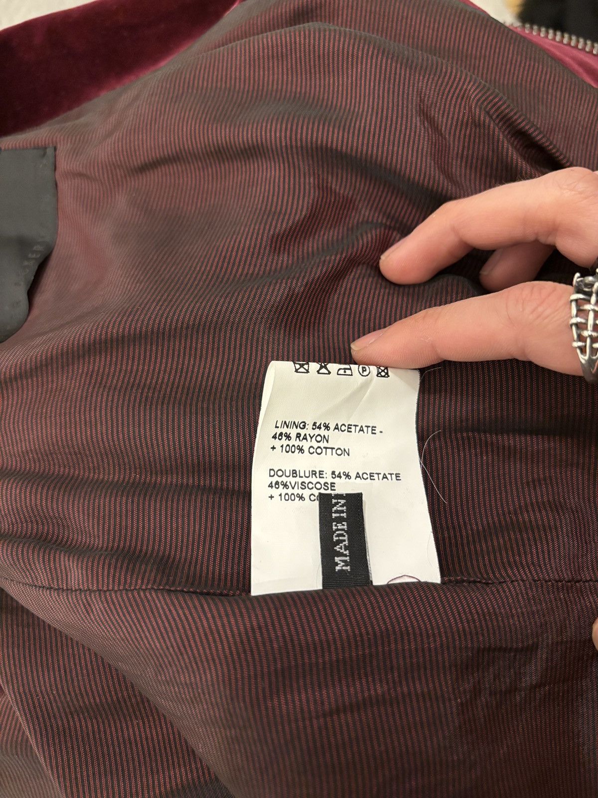 Haider Ackermann Haider Ackermann FW15 Burgundy Velvet Biker Bomber Size US XS / EU 42 / 0 - 13 Thumbnail