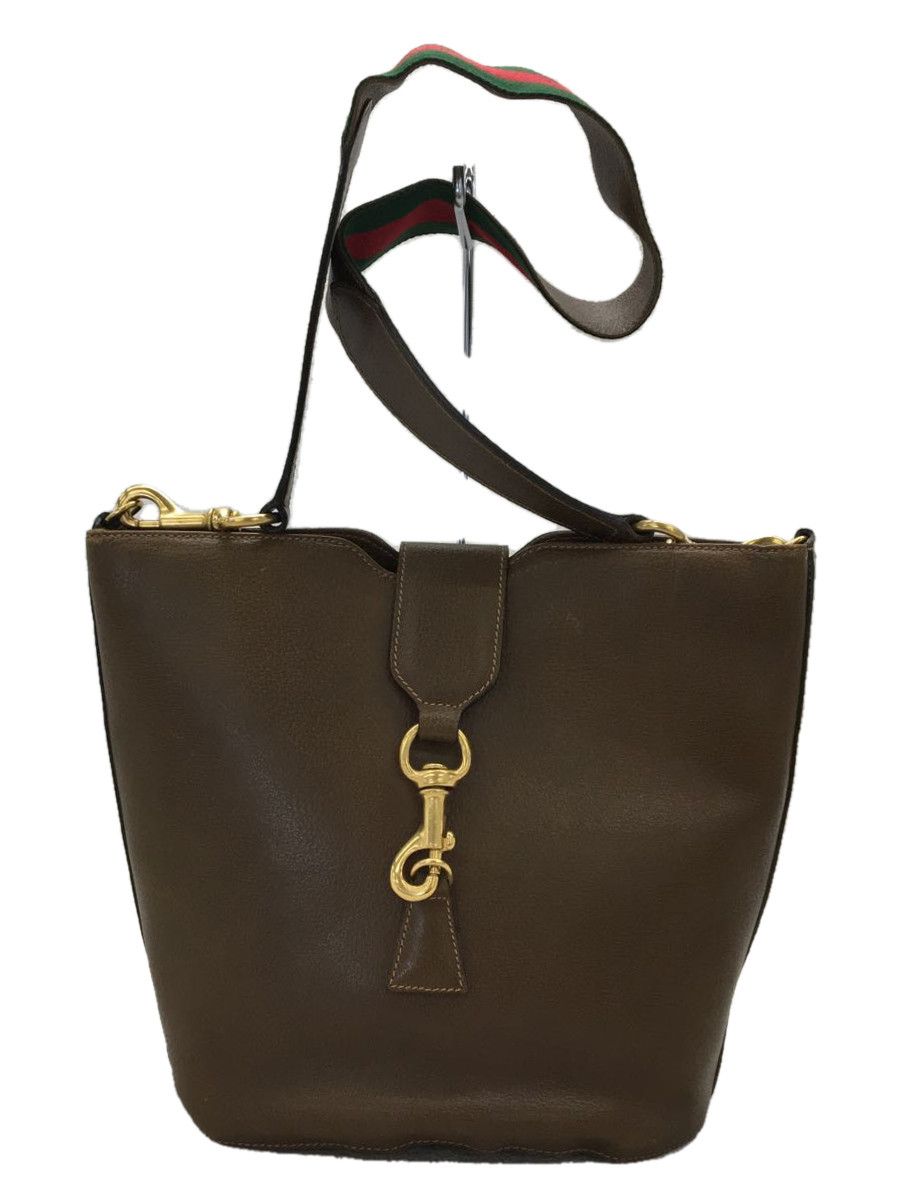 Gucci Plain Shoulder Bag Leather Brown