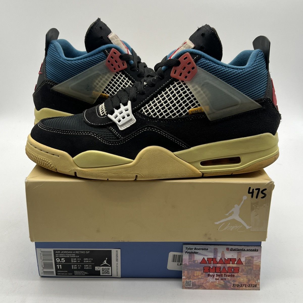 Jordan Brand Union la x air Jordan 4 off noir Size US 9.5 / EU 42-43 - 1 Thumbnail