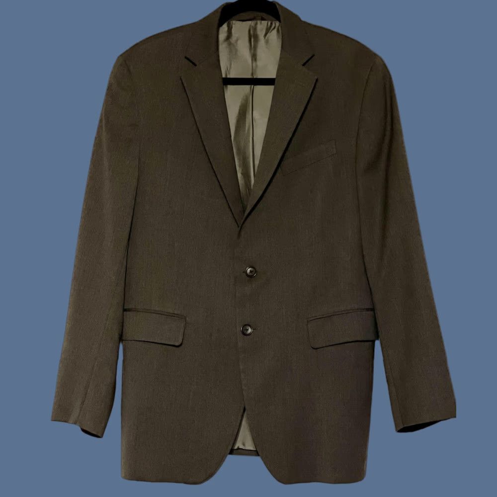 Banana Republic Suit Jacket Mens 40R Gray Modern Fit Made Canada Cerruti Fabric Jacket Coat Two-Button Notch Lapel 3-Button Cuff Solid Gray