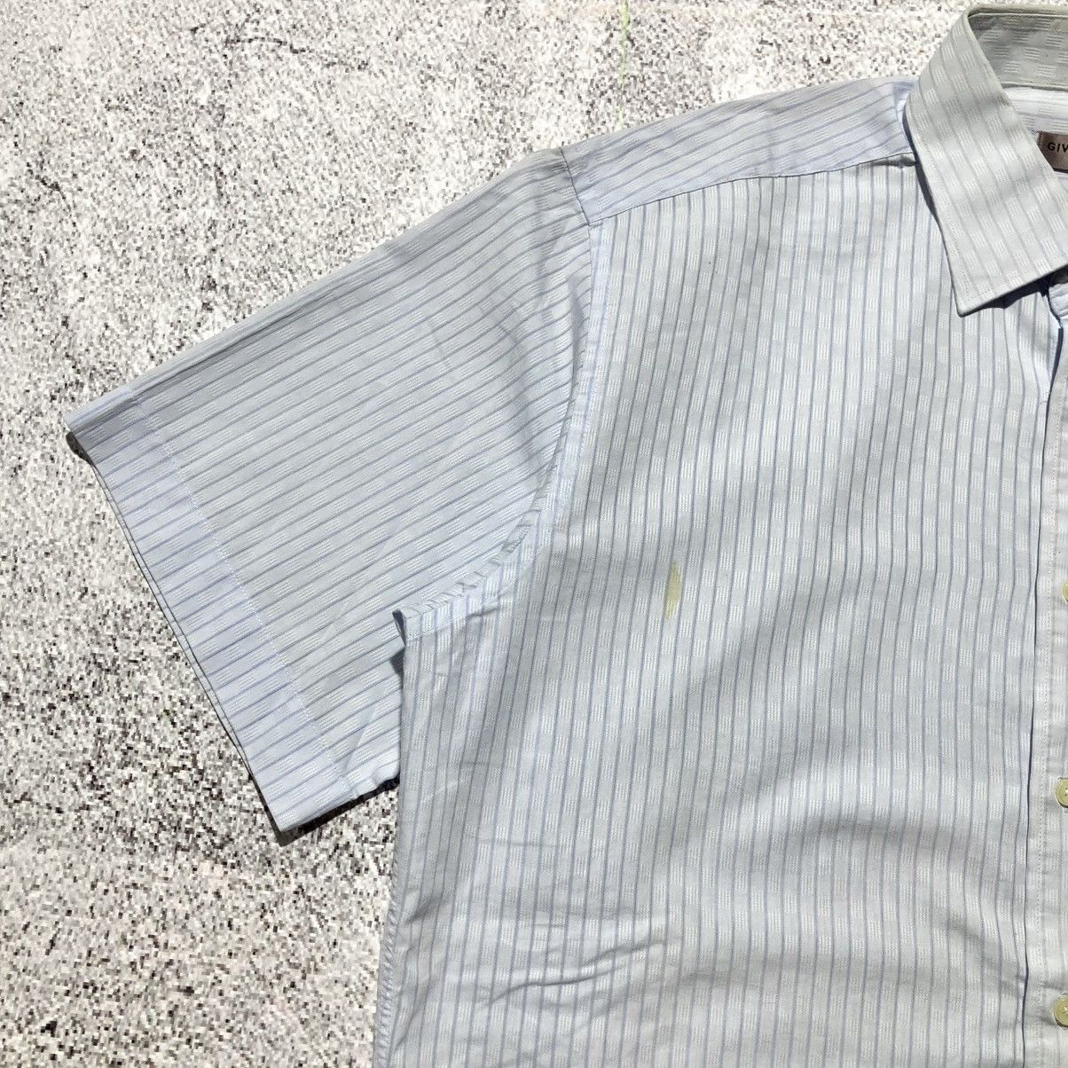 Givenchy 1990s Vintage Givenchy Men Stripe Pocket Shirt Blue Luxury Size US XL / EU 56 / 4 - 8 Thumbnail