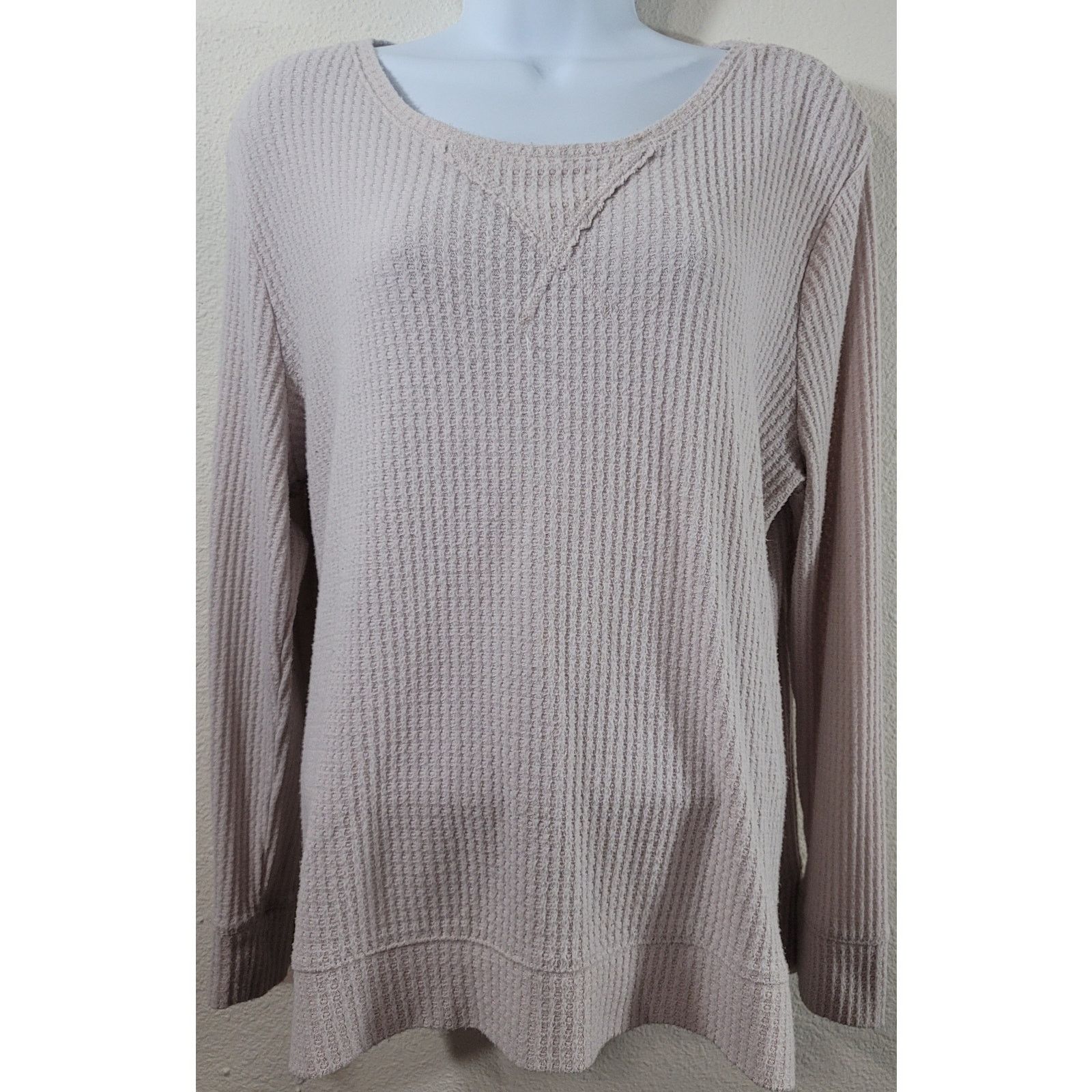 Other Green Tea Light Pink Waffle Knit Top Large Lightweight Soft Size L / US 10 / IT 46 - 1 Thumbnail