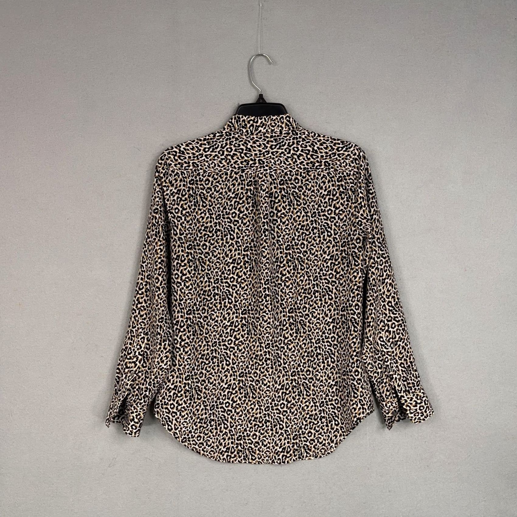 J.Crew J.CREW Shirt Womens 2 Brown Leopard Print Silk Button-Up Long Sleeve Collared Shirt Womens Regular Size 2 Leopard Womens Mens? Size XS / US 0-2 / IT 36-38 - 6 Thumbnail