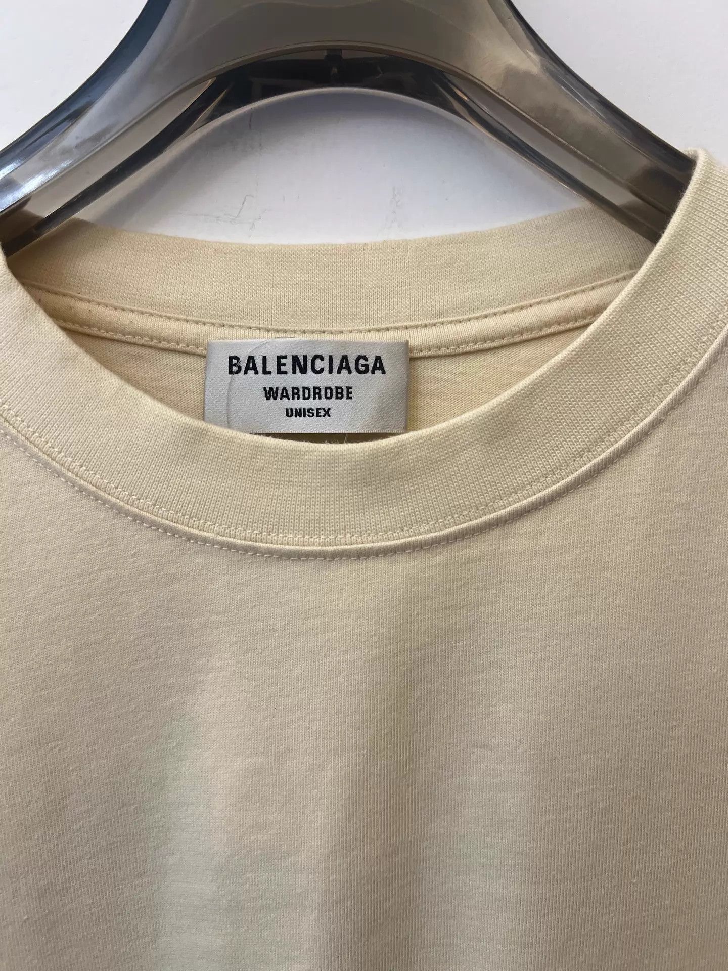 Balenciaga Balenciaga Logo Print Crewneck Short Sleeve Tee Beige S Size US S / EU 44-46 / 1 - 2 Thumbnail
