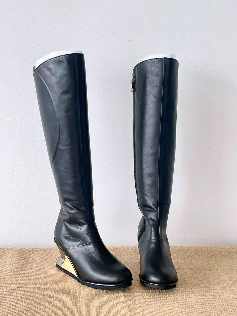 Issey Miyake Issey Miyake Mirror wedge heel knight boots Size US 5.5 / IT 35.5 - 3 Thumbnail