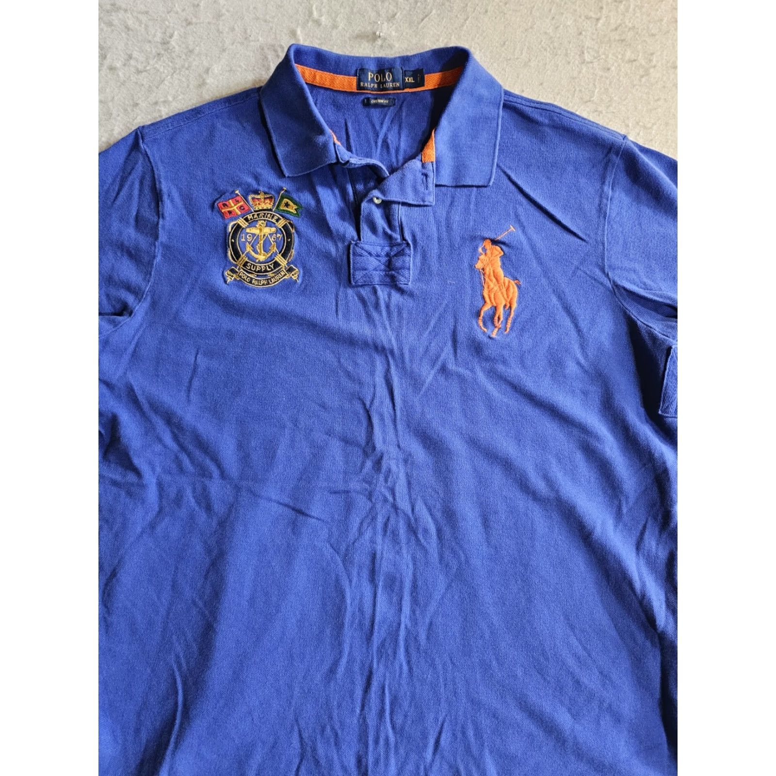 Polo Ralph Lauren VINTAGE Polo Ralph Lauren Marine Supply Big Pony Logo Short Sleeve Shirt Mens XL Blue Polo Shirt Mens XL Blue Vintage Size US XL / EU 56 / 4 - 2 Thumbnail