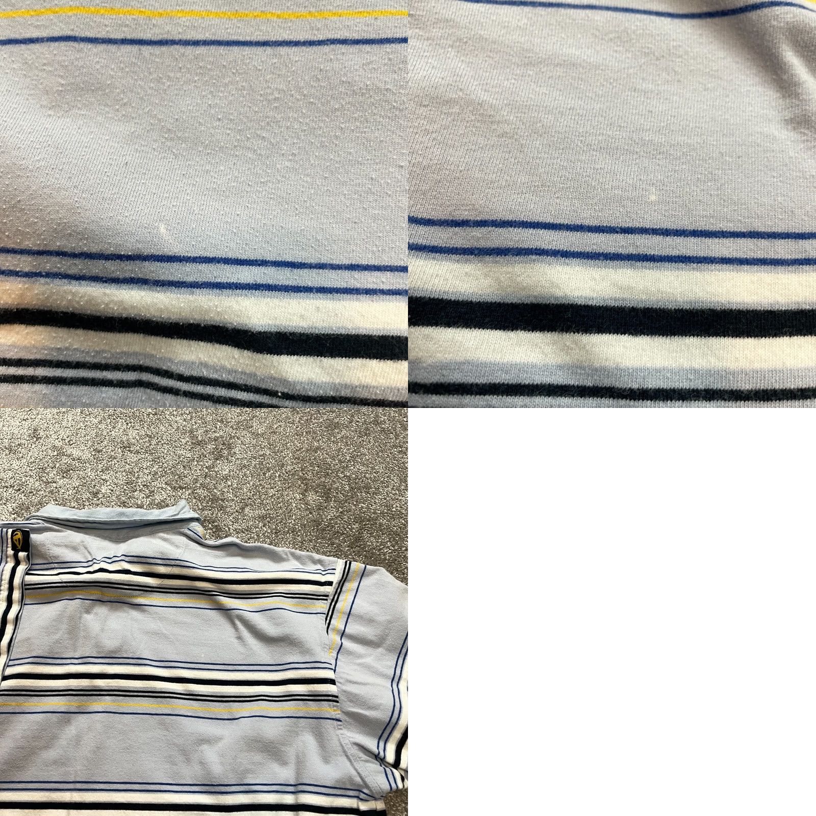 Vintage Aéropostale Polo Shirt Mens Large Light Blue Striped Golf Preppy Cotton Shirt Short Sleeve Polo/Navy Blue Mens Regular Fit Size US L / EU 52-54 / 3 - 9 Thumbnail