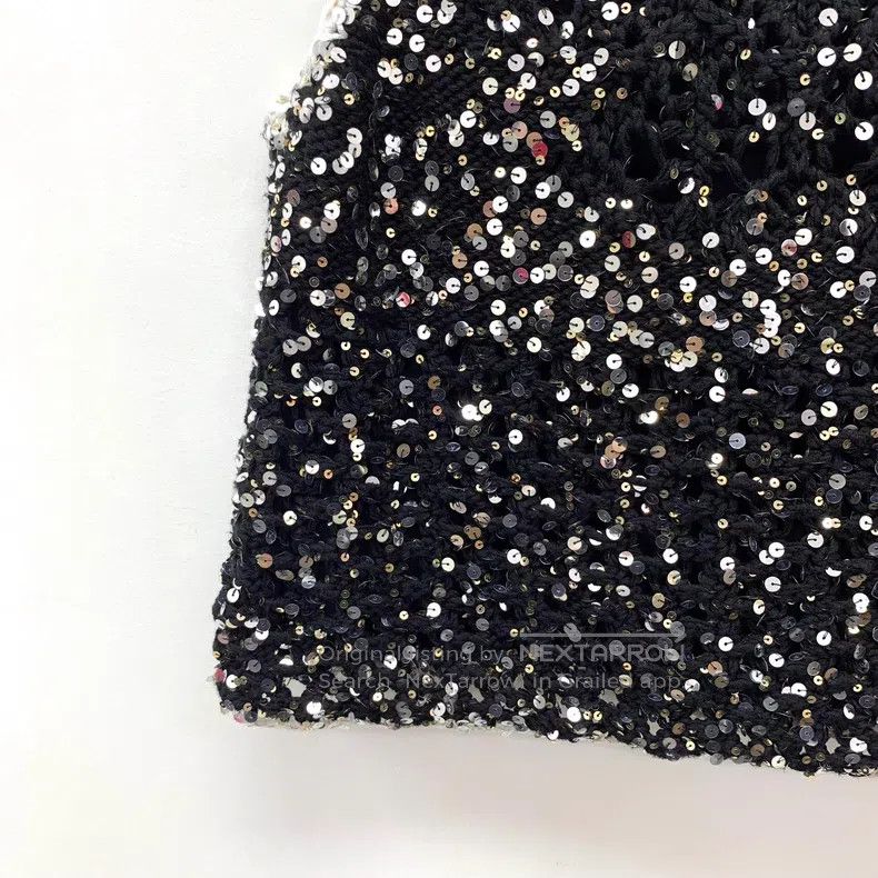 Chanel Chanel 23 black sequin diamond-encrusted cotton round-neck Size XS / US 0-2 / IT 36-38 - 4 Thumbnail
