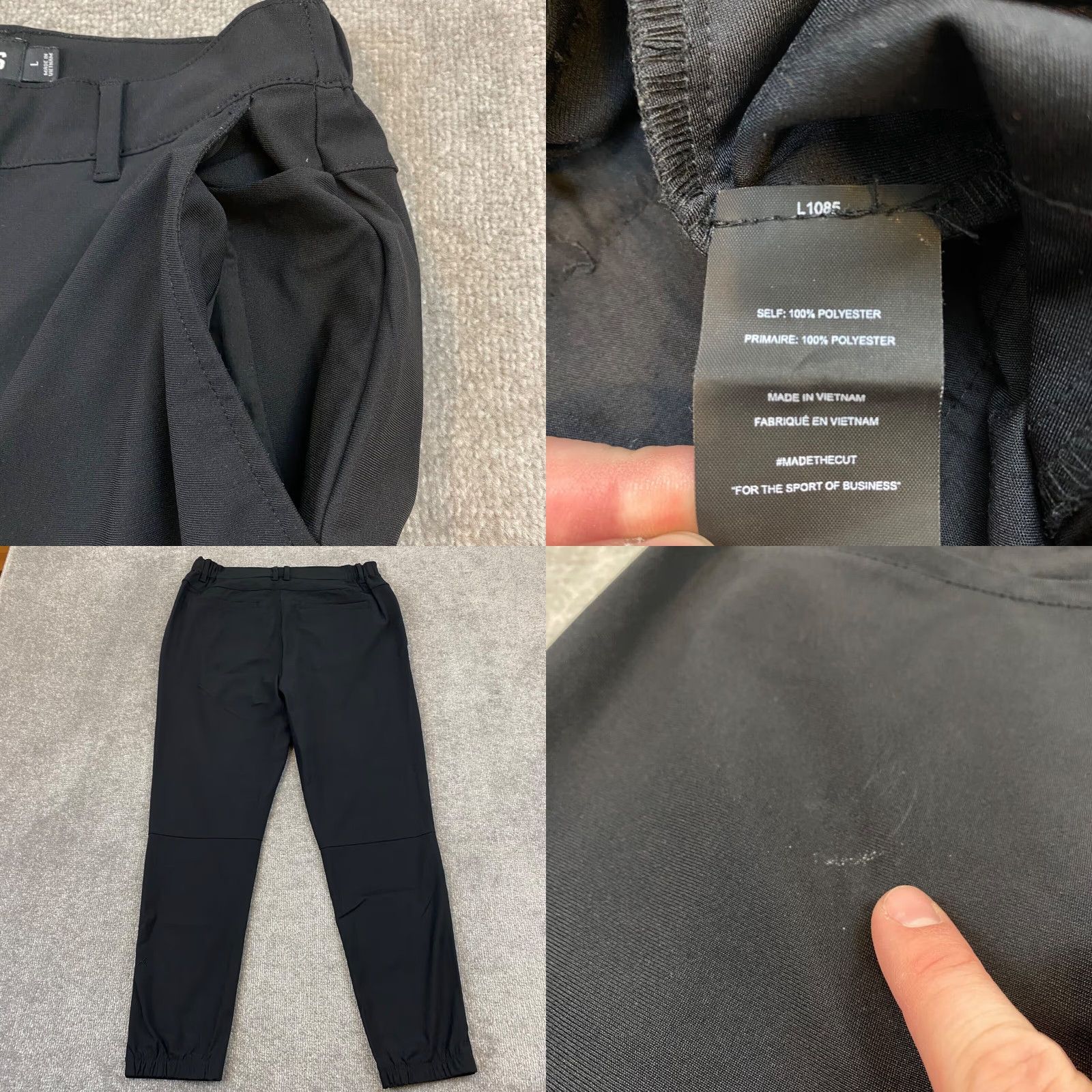 UES Clothing Cuts Clothing AO Pants Mens Large Slim Fit Black 32x27.5 Jogger Slim Tapered 5-Pocket Zipper Logo Embroidered L1085 Size US 33 - 8 Thumbnail