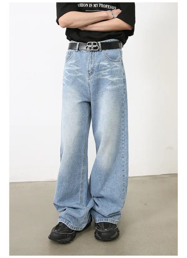Japanese Brand Harada x Iken Japanese retro light blue loose straight jeans Size US 32 / EU 48 - 1 Thumbnail