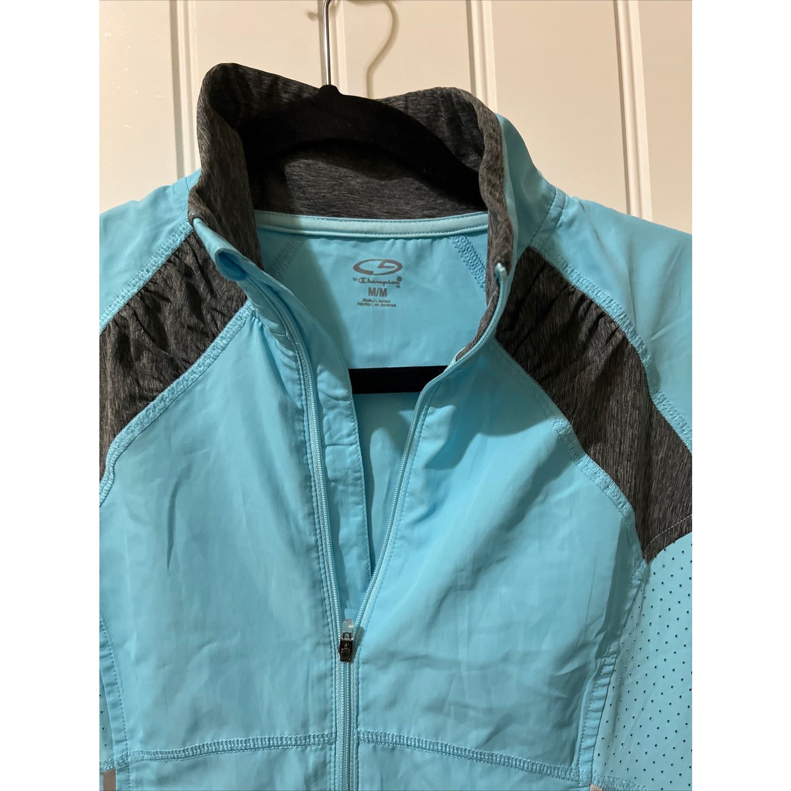 Champion Long Sleeve Full Zip Pullover Light Blue Jacket Pockets Size M / US 6-8 / IT 42-44 - 13 Thumbnail