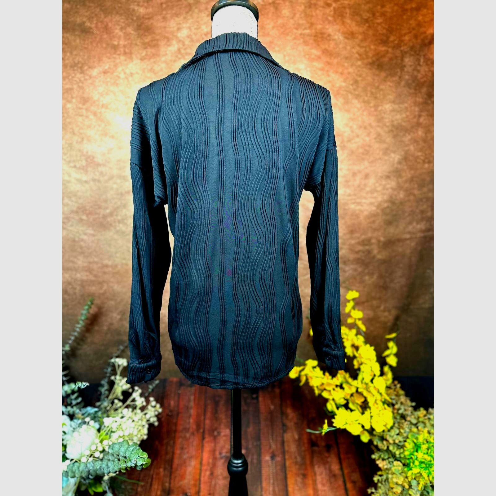 Other Kaileigh Crinkle Crease Collared Shirt Black size M Size M / US 6-8 / IT 42-44 - 6 Thumbnail