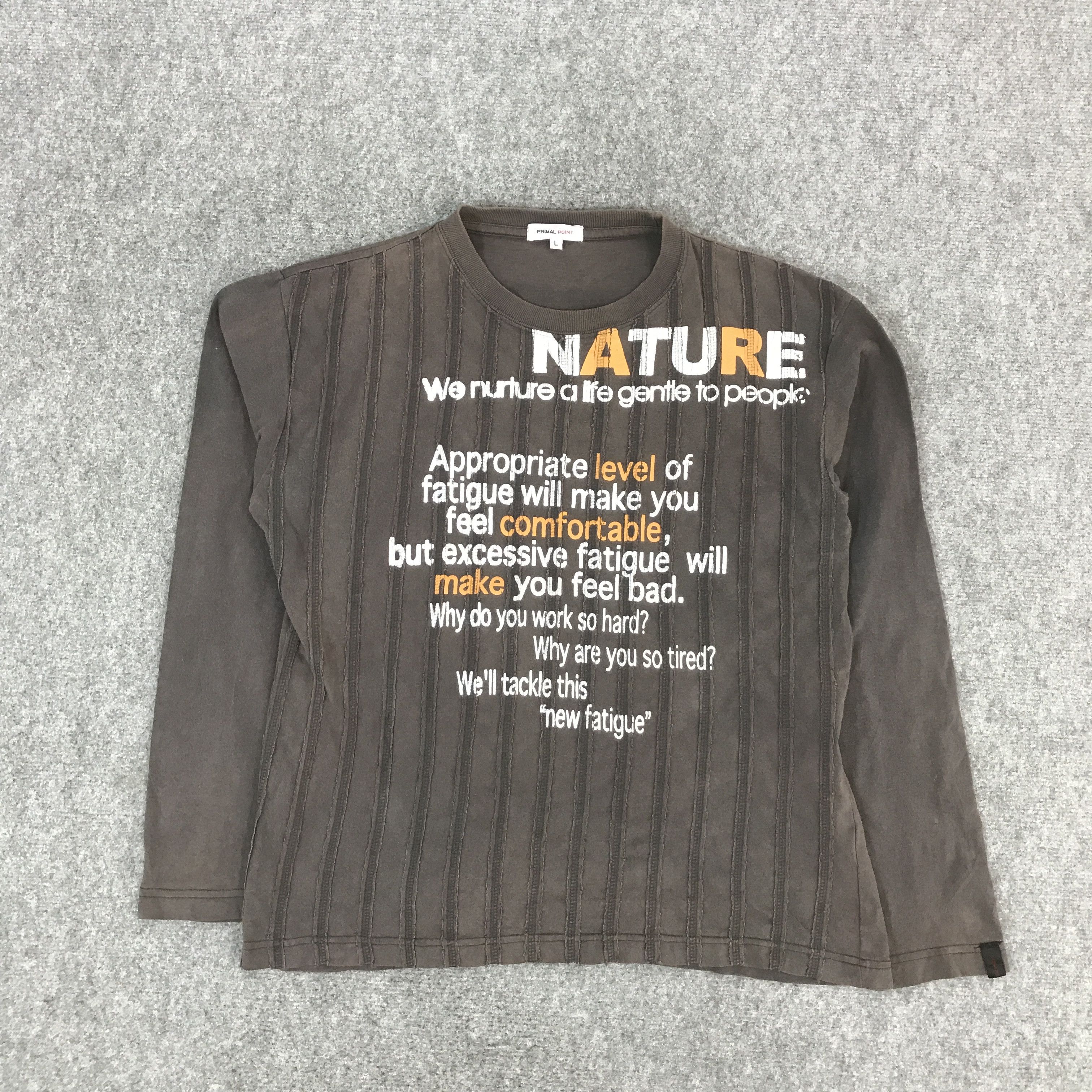 If Six Was Nine × Japanese Brand × KMRii JAPAN NATURE PATCHWORK STRIPED DESIGN BROWN FADED TSHIRTS Size US L / EU 52-54 / 3 - 1 Thumbnail