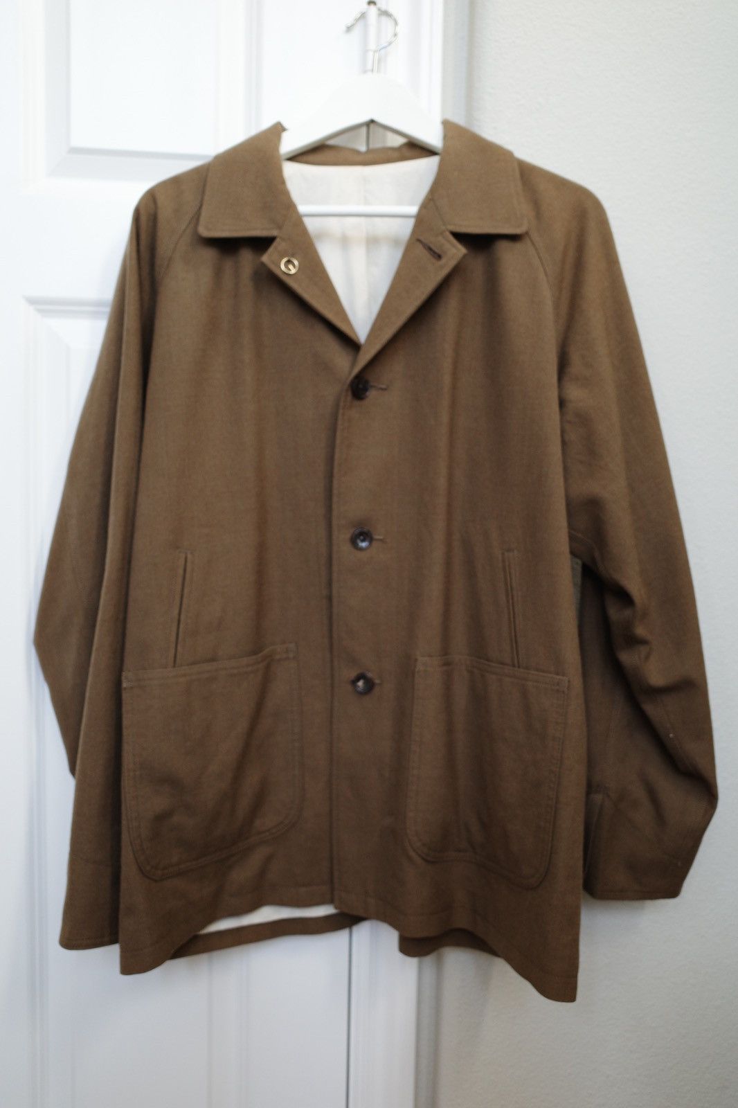 image of Steven Alan Wool Cotton Double Entry Pocket Jacket in Khaki, Men's (Size Large)