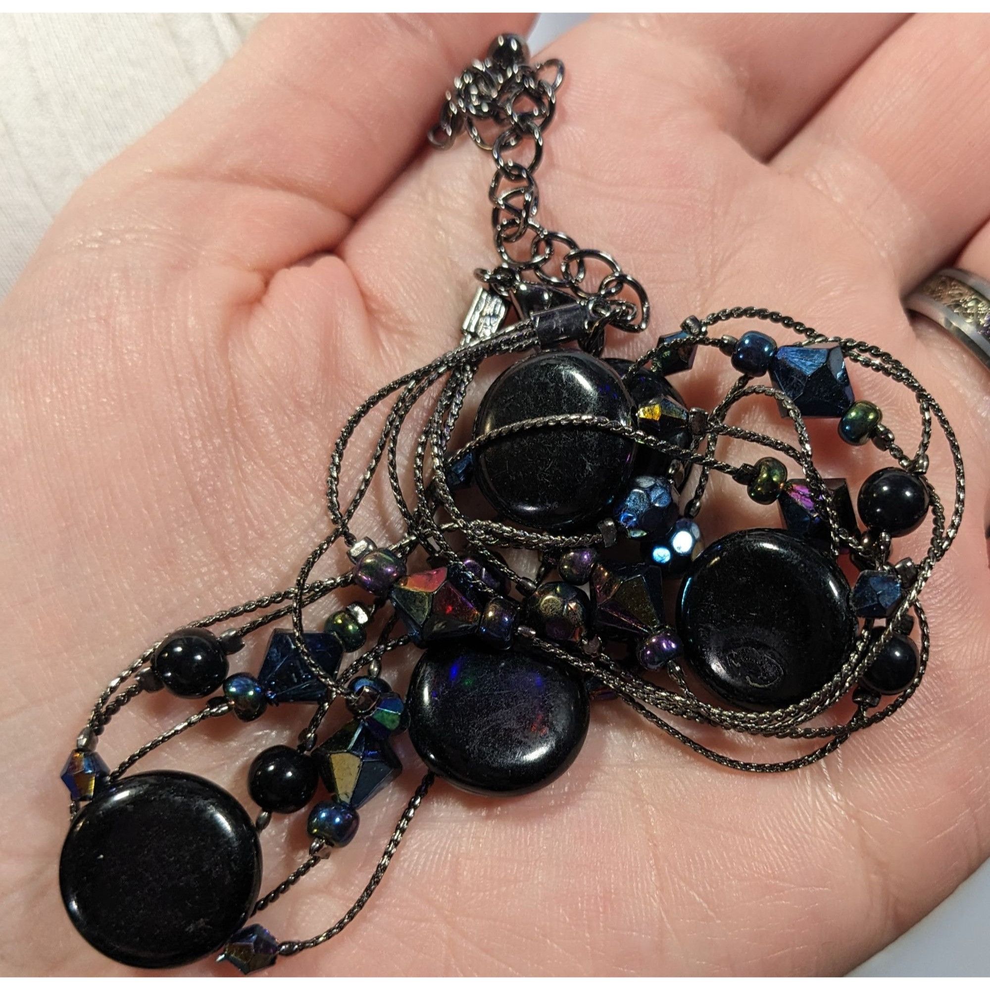 Other Glam Goth Multilayer Black And Blue Station Necklace Size ONE SIZE - 4 Thumbnail