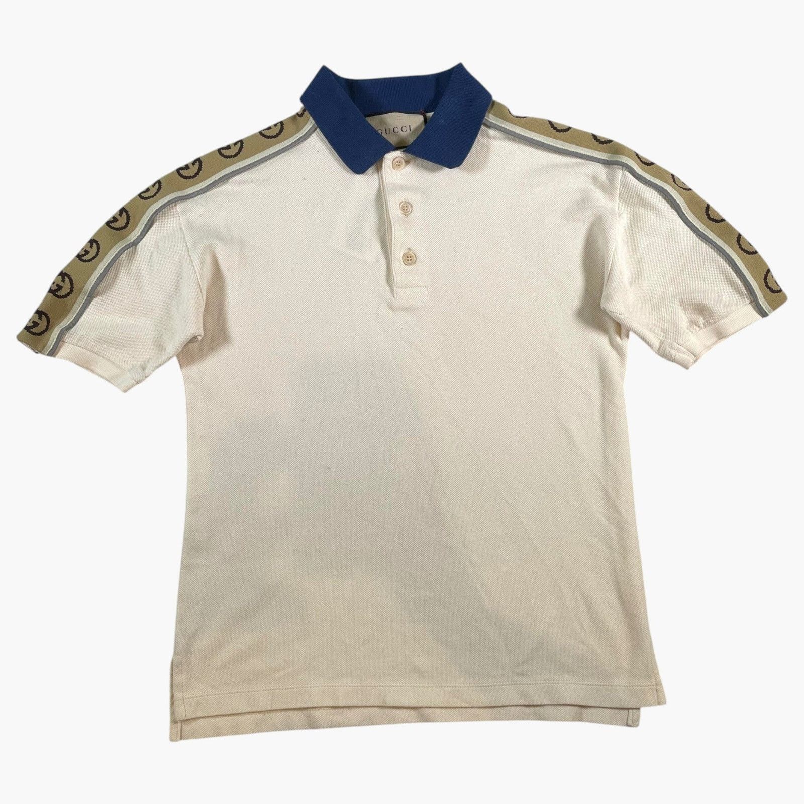 Gucci Gucci Shoulder Logo Navy & Cream Polo Size US M / EU 48-50 / 2 - 1 Thumbnail