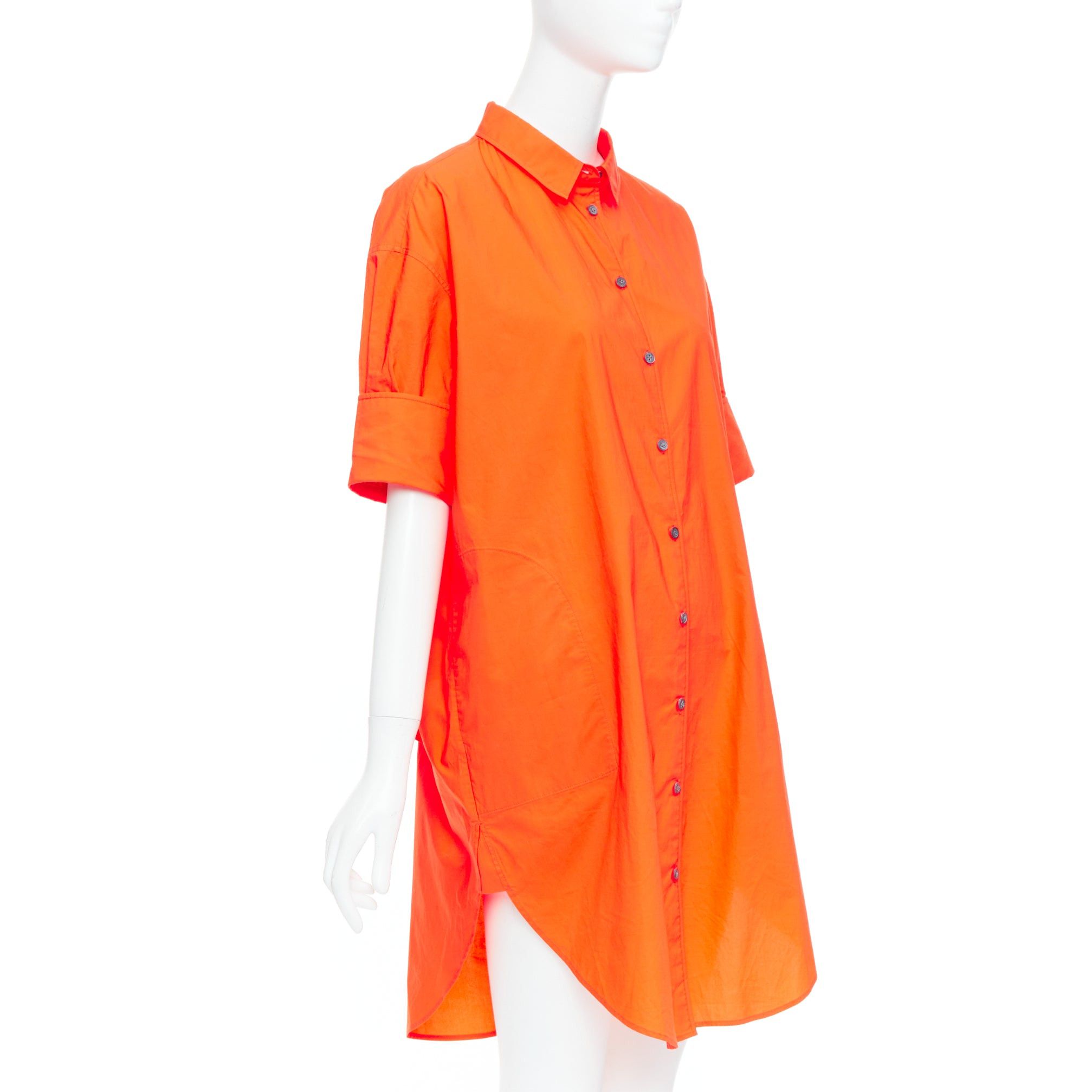 Acne Studios ACNE STUDIOS 2016 Lash Tech Pop neon orange cotton shirt dress FR34 XS Size XS / US 0-2 / IT 36-38 - 1 Thumbnail