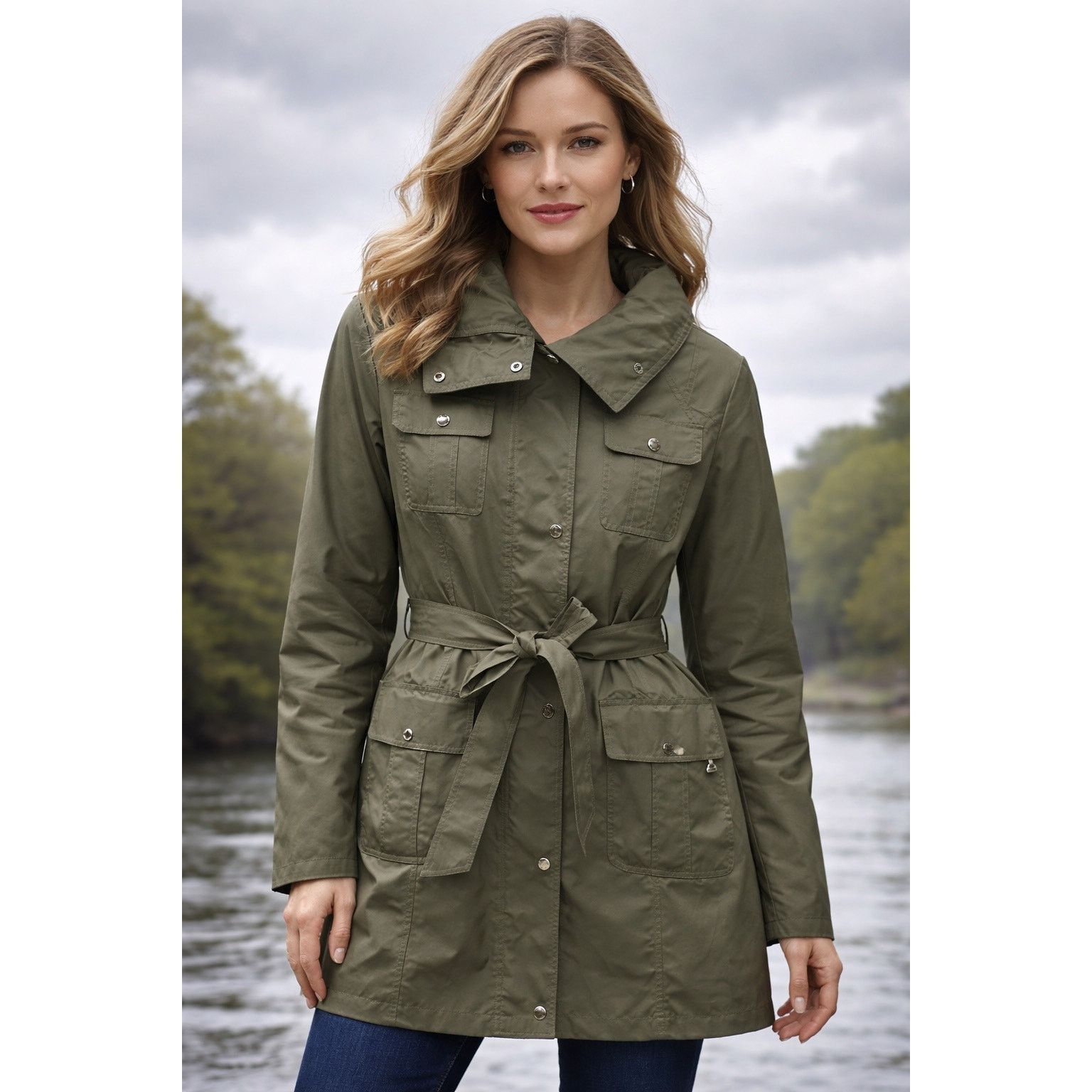 Ellen Tracy NWT Ellen Tracy Utility Rain Jacket Olive Green XL Size XL / US 12-14 / IT 48-50 - 1 Thumbnail