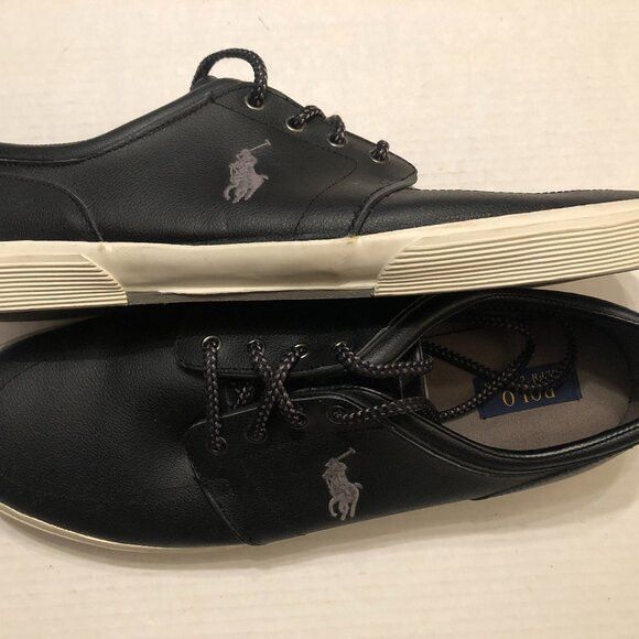 Polo Ralph Lauren polo Ralph Lauren men's black leather fashion sneakers 17D Size US 15 / EU 48 - 1 Thumbnail