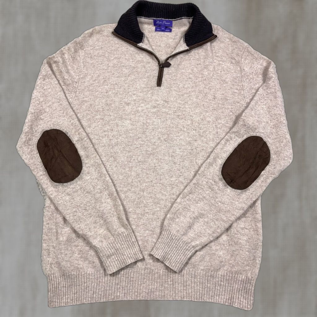 Vintage Alan Flusser Cashmere Sweater Men M Tan Brown Pullover Mock Neck Durable Knit Logo Zipper Casual Size US M / EU 48-50 / 2 - 1 Thumbnail