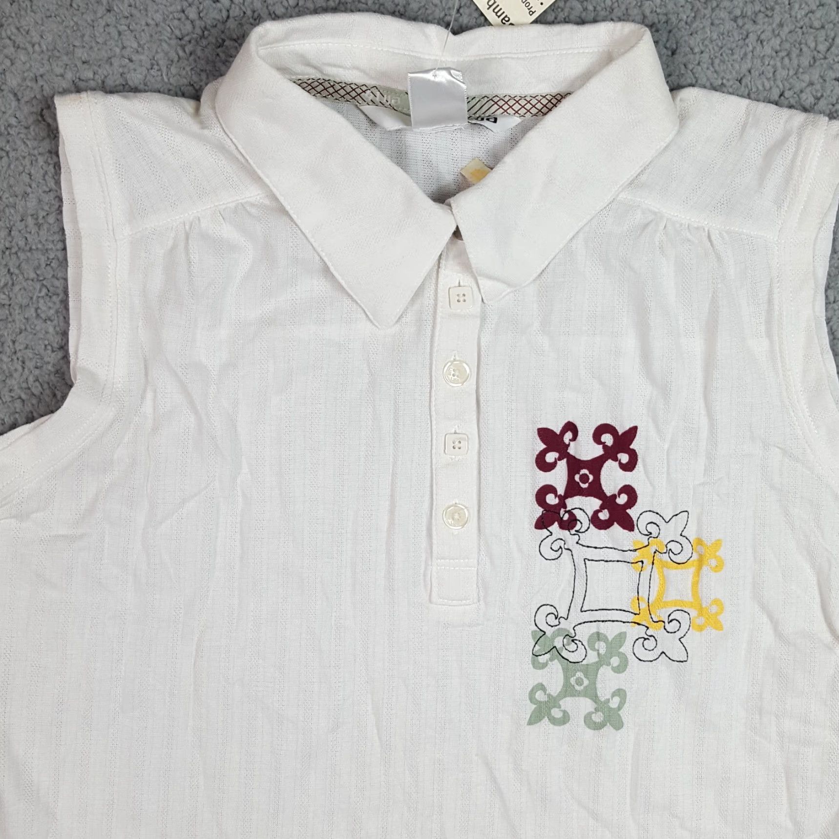 Vintage VINTAGE LIJA Polo Shirt Women's XL Tennis Golf Sleeveless Collared White Bamboo Rayon Shirt Athletic Shirt Size XL / US 12-14 / IT 48-50 - 4 Thumbnail