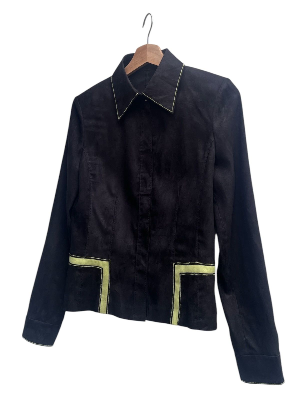 Trussardi Archive Trussardi Yellow Trim Light Polyester Suede Jacket Size S / US 4 / IT 40 - 6 Thumbnail