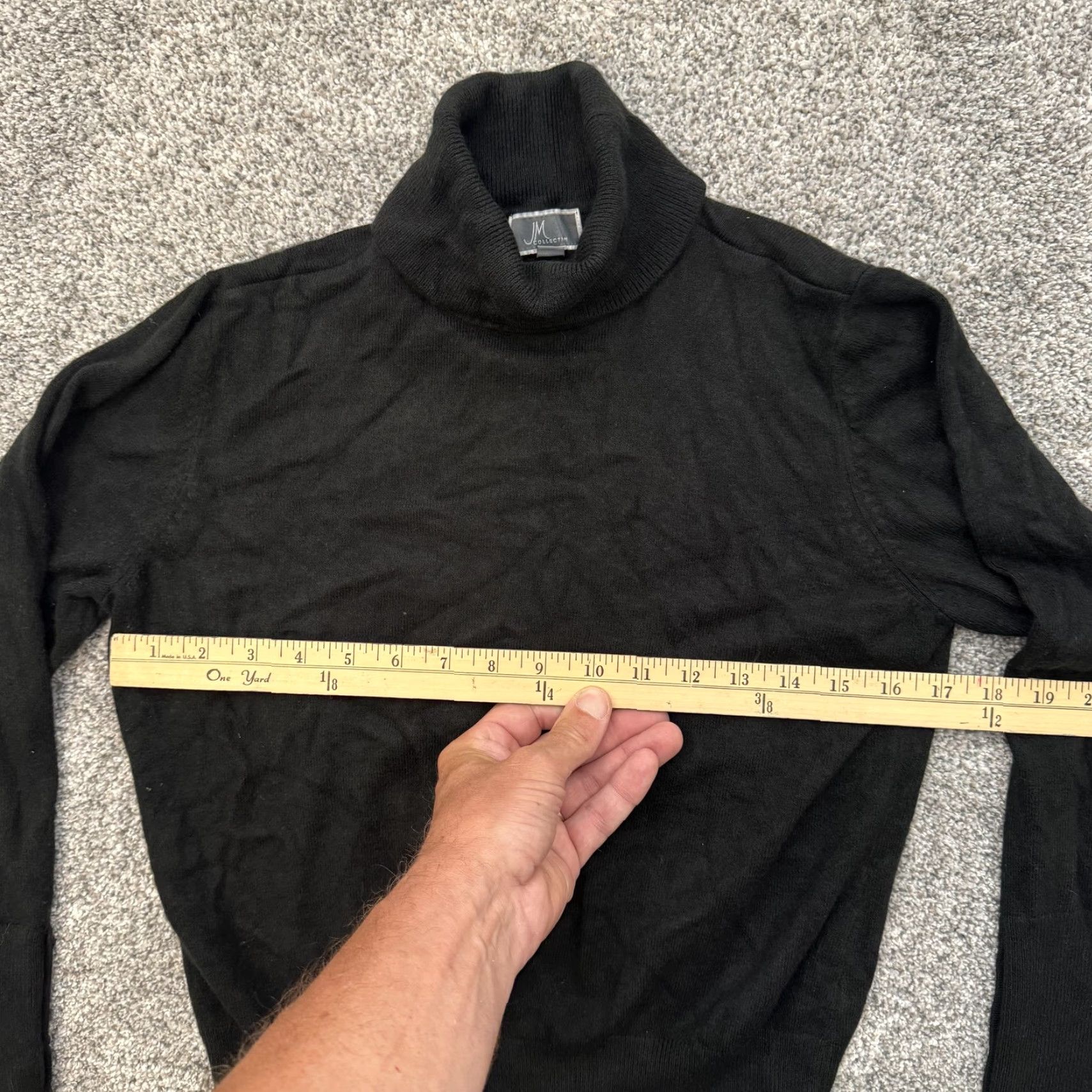 JM Collection JM Collection Sweater Womens Medium Black Turtleneck Pullover Button Sleeve Knit Size M / US 6-8 / IT 42-44 - 3 Thumbnail