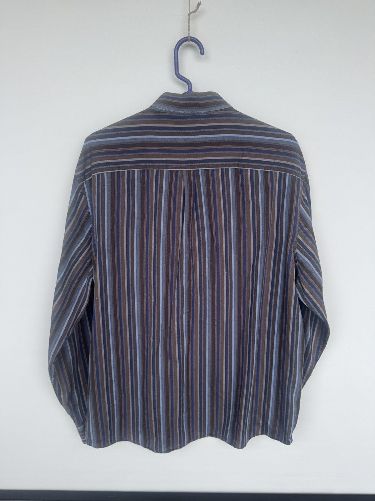 Tasso Elba Stripped Brown Dress Shirt Size US L / EU 52-54 / 3 - 2 Thumbnail