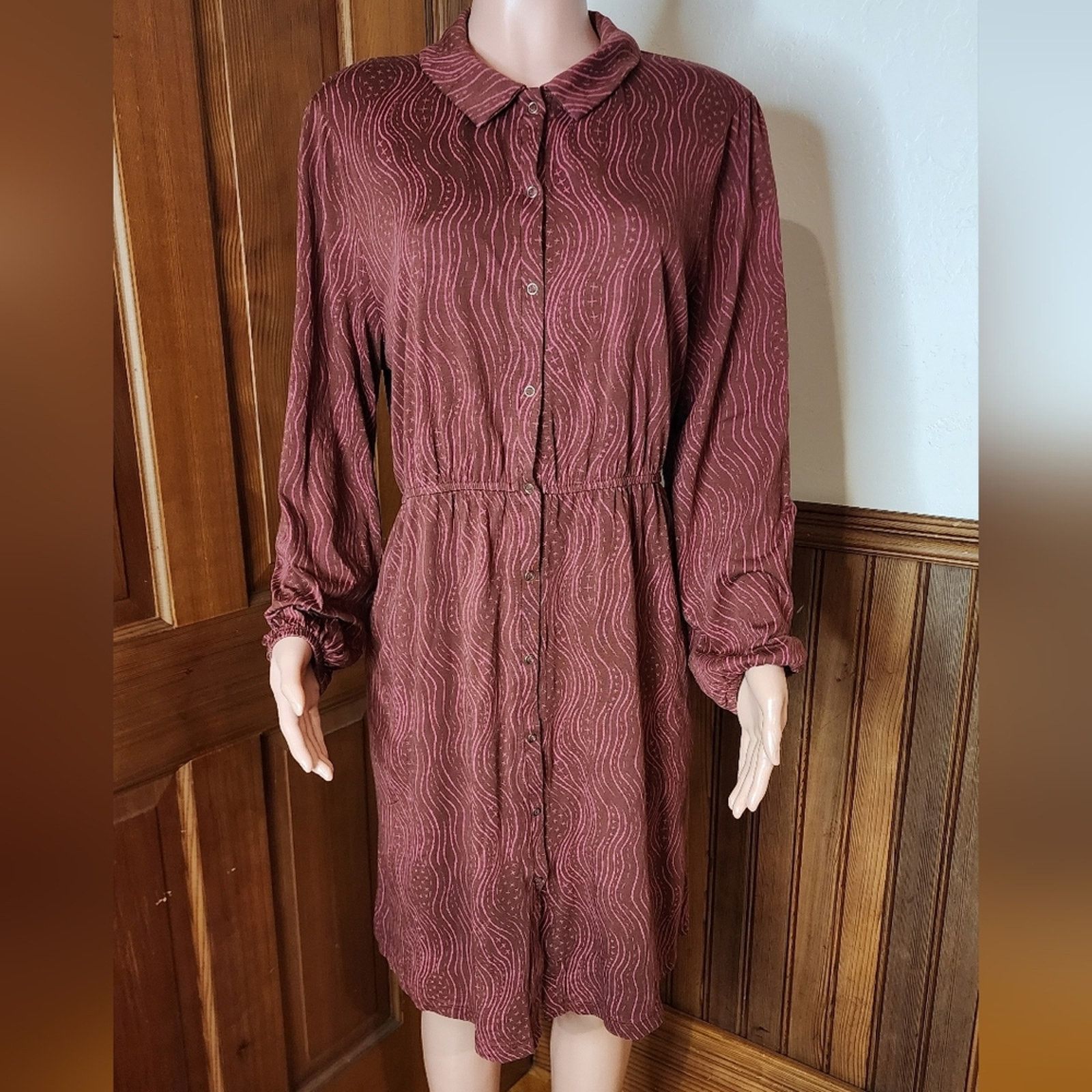 Gudrun Sjoden NWOT Gudrun Sjoden Pink Brown Collared Shirt Dress XL Size XL / US 12-14 / IT 48-50 - 1 Thumbnail