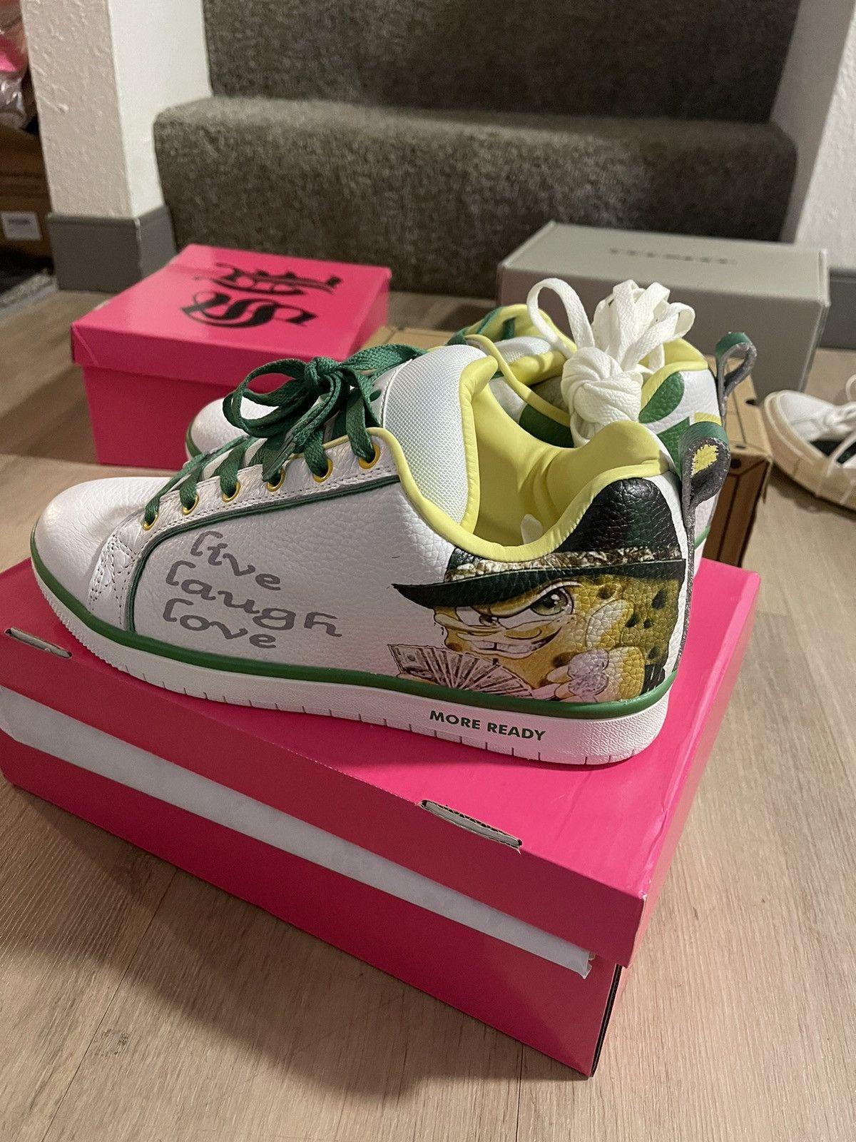 image of Asspizza Haunted Starbucks Hs Spongebob Squarepants Sneakers Size 11 in White, Men's