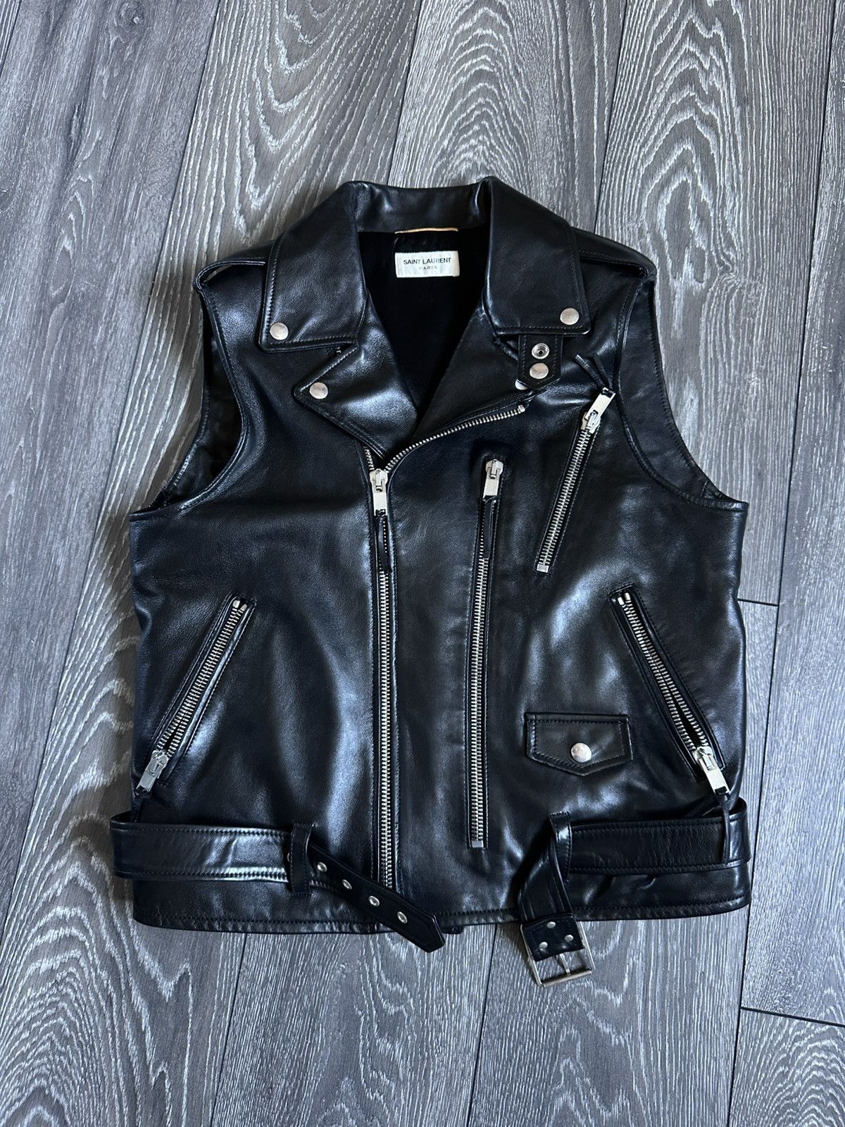 saint laurent ss16 l17 lamb leather sleeveless vest