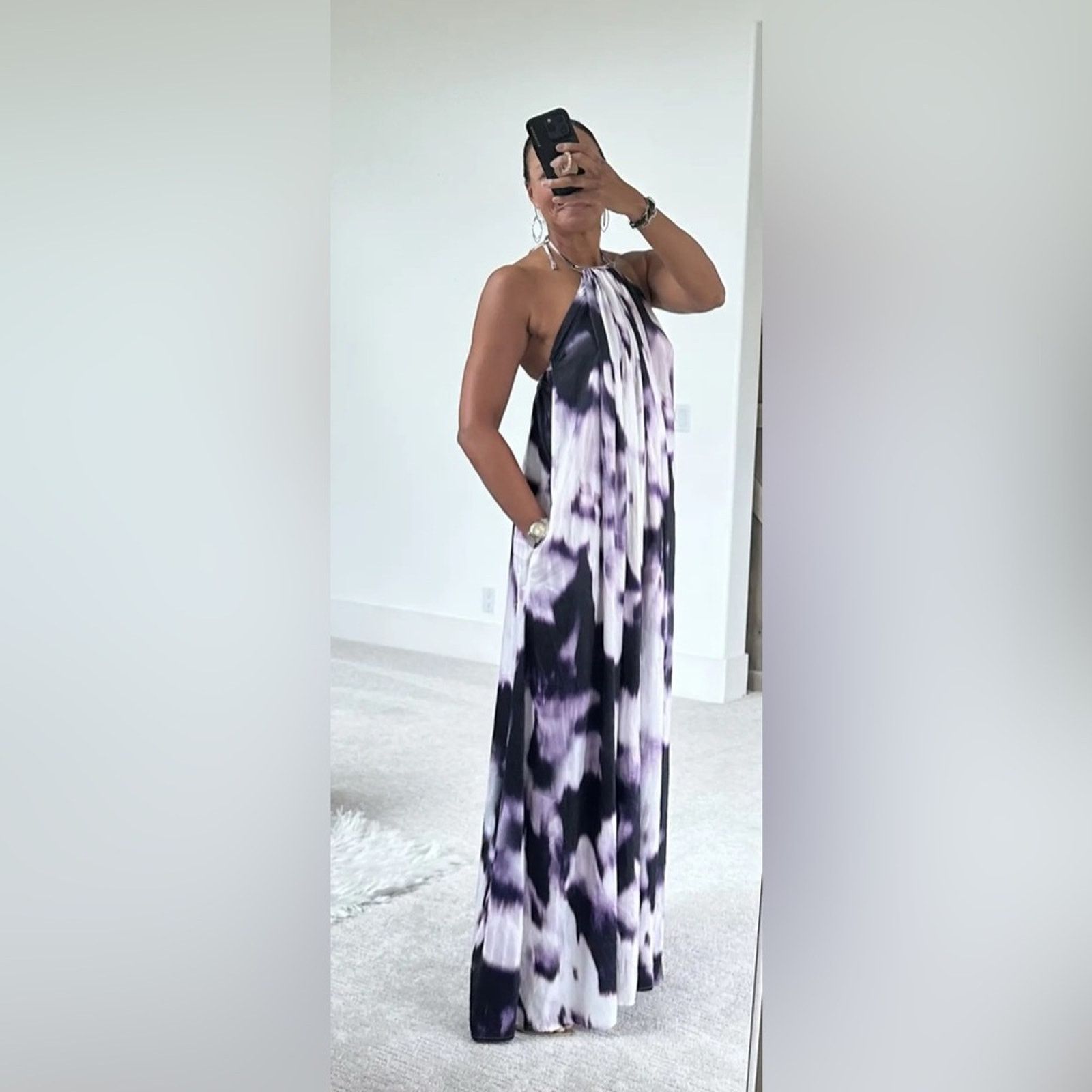 Other Kaufman Franco $1995 Elegant Purple White Maxi Dress size XS Size XS / US 0-2 / IT 36-38 - 3 Thumbnail