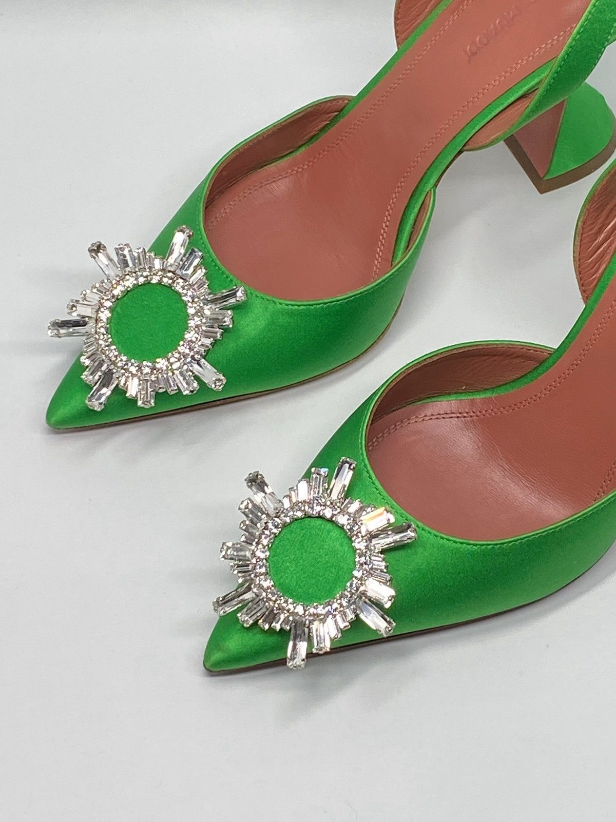 Amina Muaddi Amina Muaddi Begum Satin & Crystal Slingback Pumps size 37.5 Size US 7.5 / IT 37.5 - 5 Thumbnail