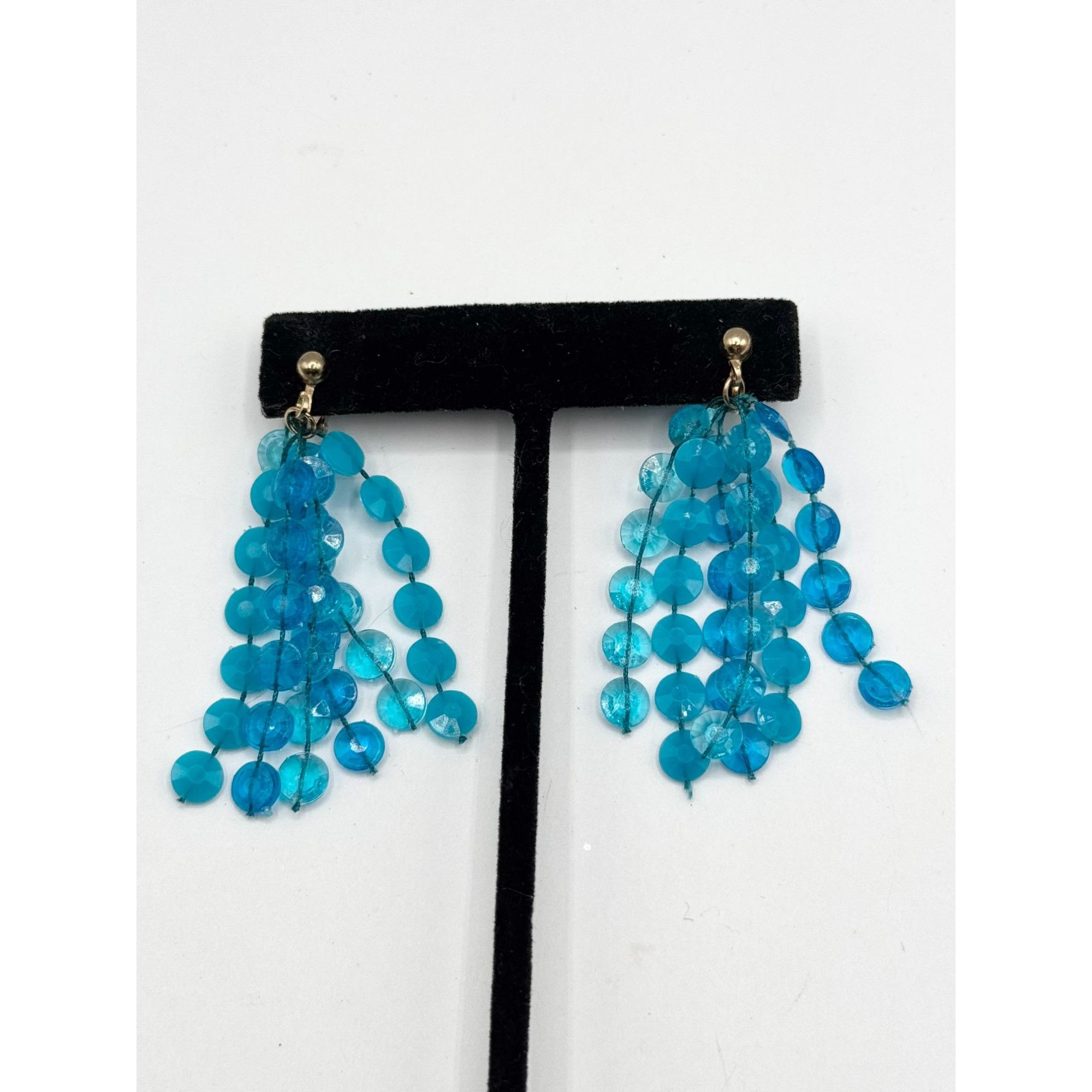 Vintage Vintage blue plastic tassel dangle earrings Size ONE SIZE - 2 Thumbnail