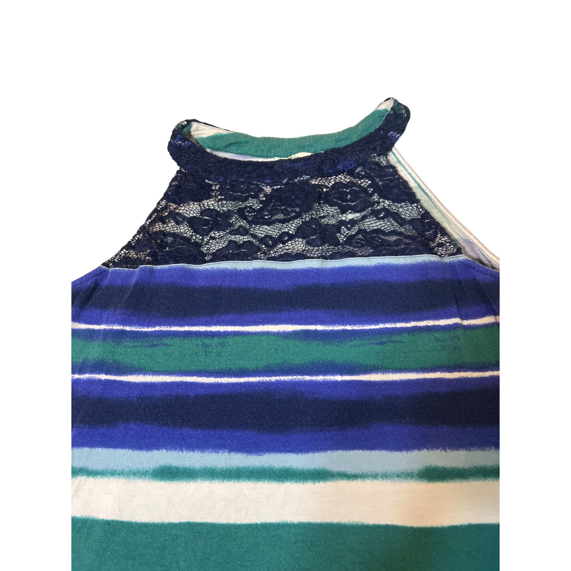 Other Soma Striped Sleeveless Gown Nightgown Pajamas Lace Halter S Size ONE SIZE - 3 Thumbnail