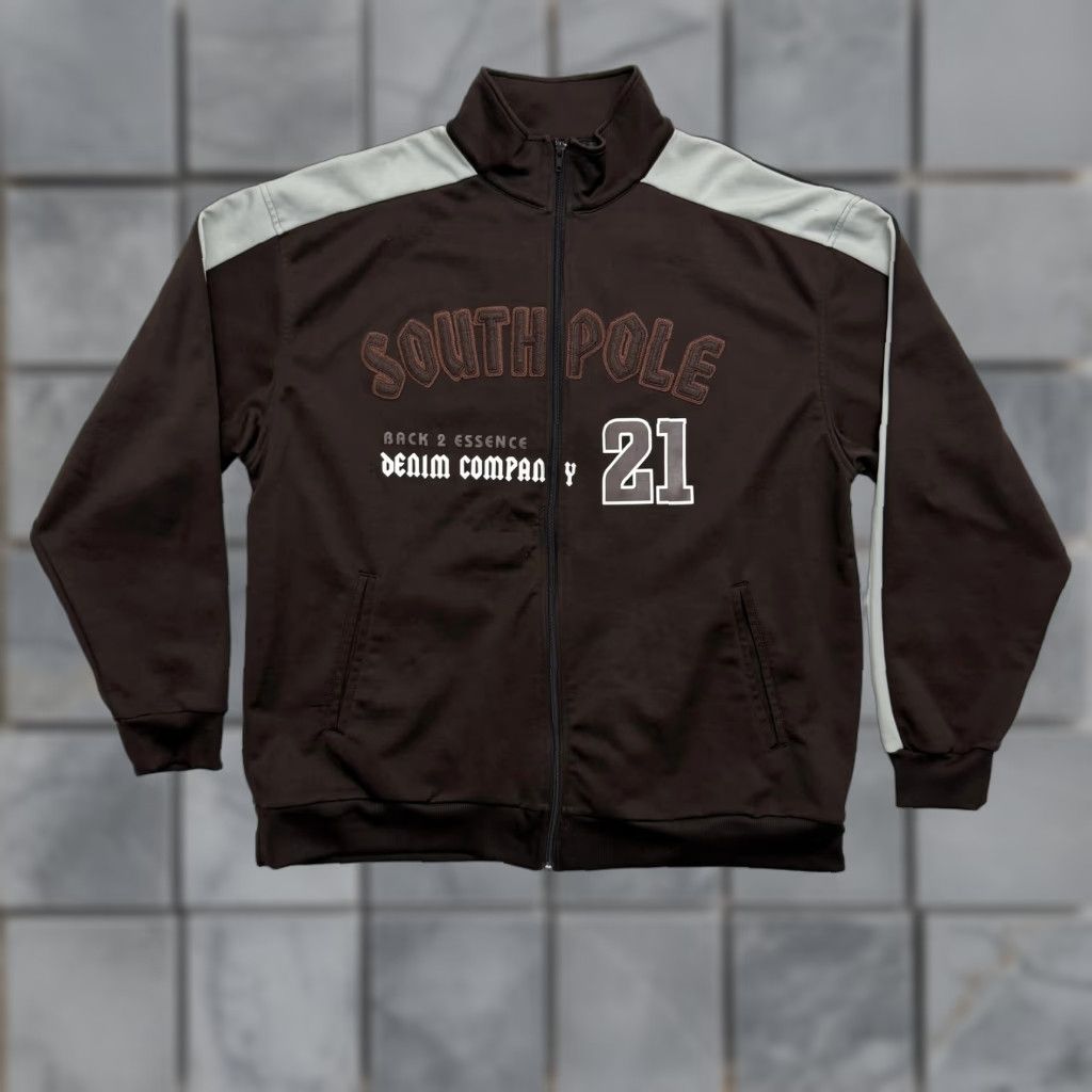 Southpole South Pole Track Jacket Men XL Brown Colorblock Full Zip with Pockets Athletic Size US XL / EU 56 / 4 - 1 Thumbnail