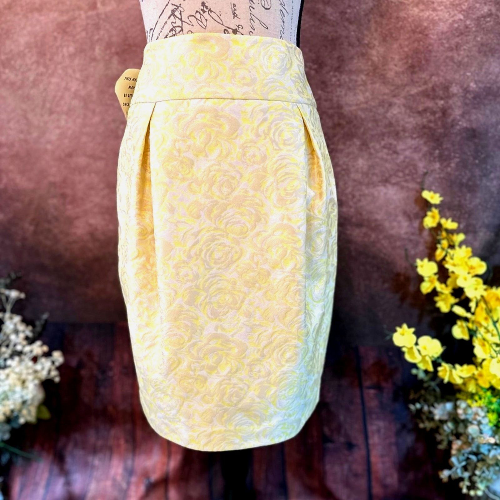 Magaschoni Magaschoni Jacquard Pleated Skirt - Buttercup Combo 10 Size 32" / US 10 / IT 46 - 4 Thumbnail