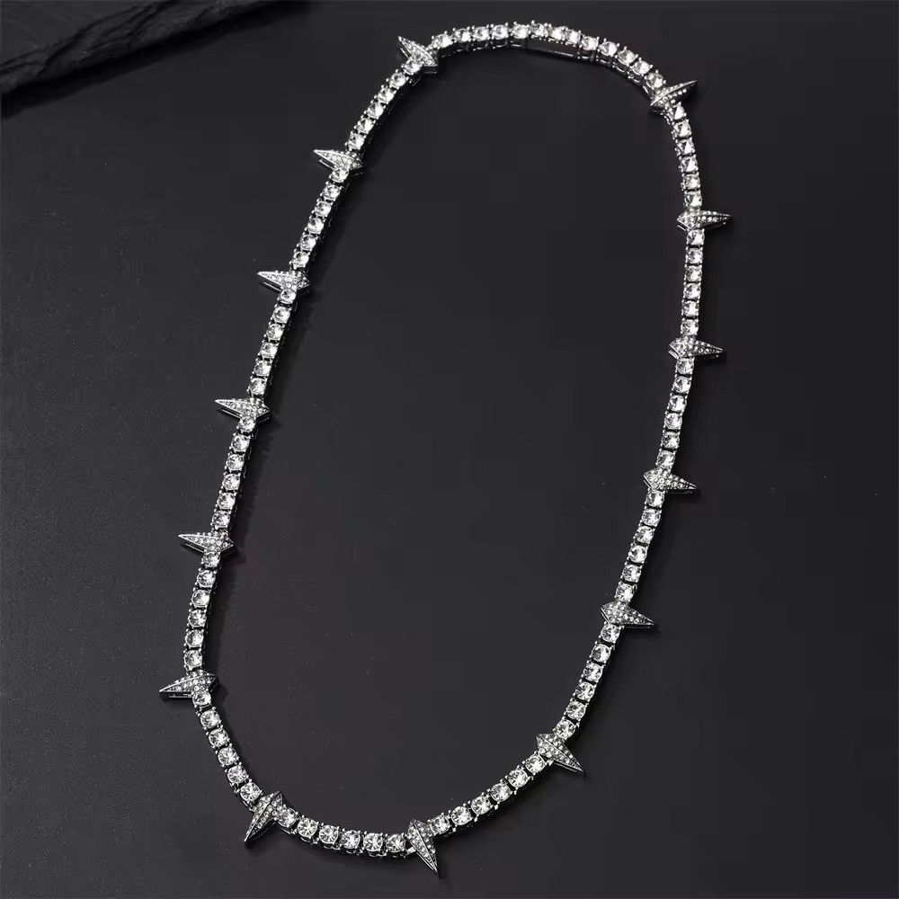 Jewelry 4MM Tennis Chain Rhinestone Spike Necklaces Size ONE SIZE - 2 Thumbnail