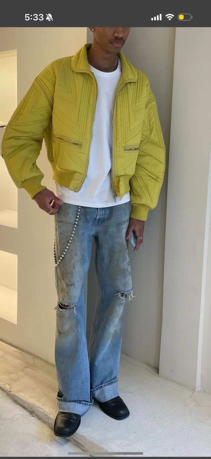 Y-3 Y3 by Yohji Yamamoto yellow cropped quilted jacket Size M / US 6-8 / IT 42-44 - 4 Thumbnail