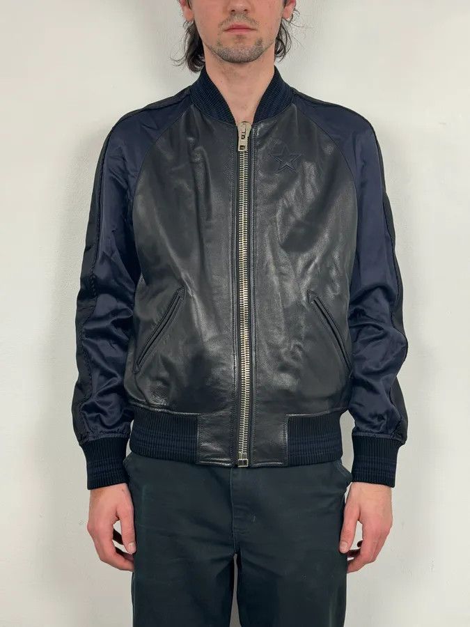 Givenchy SS2017 Givenchy Navy Star Black Leather Bomber Jacket by Riccardo Tisci Size US S / EU 44-46 / 1 - 2 Thumbnail