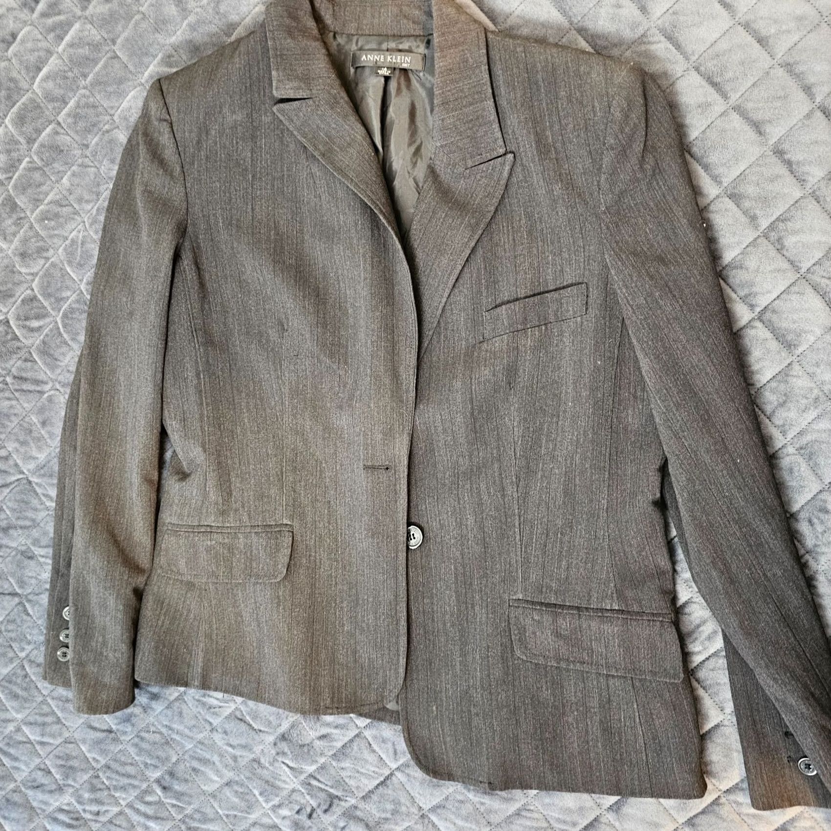 Anne Klein Anne Klein Suit Blazer Charcoal One-Button Lined Jacket Size 14 Womens Regular Sleeve Long Solid Pattern Size XL / US 12-14 / IT 48-50 - 6 Thumbnail