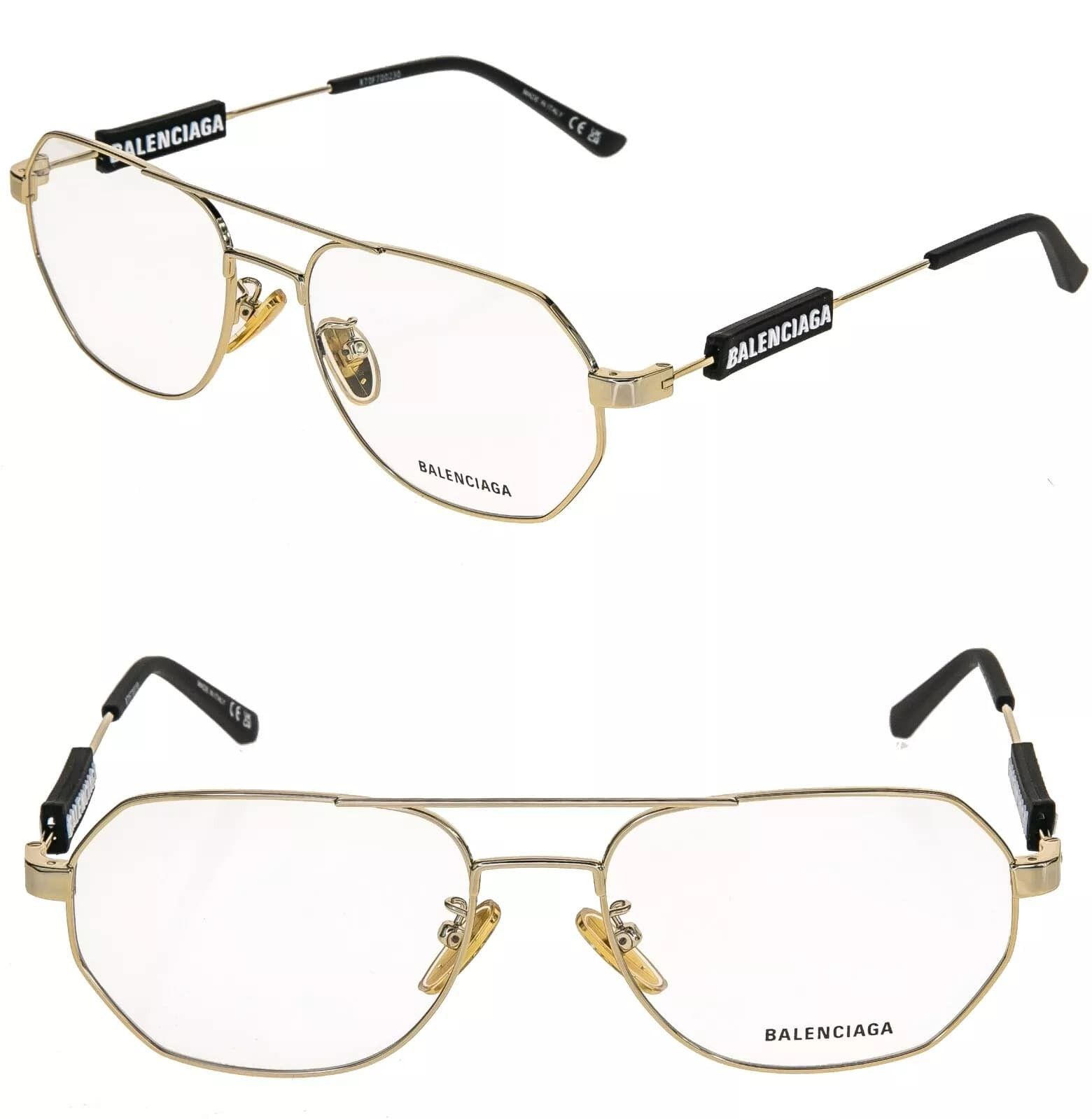 Balenciaga BALENCIAGA TAG 0117 Gold Black Unisex Eyeglass GG0117O 003 Size ONE SIZE - 1 Thumbnail