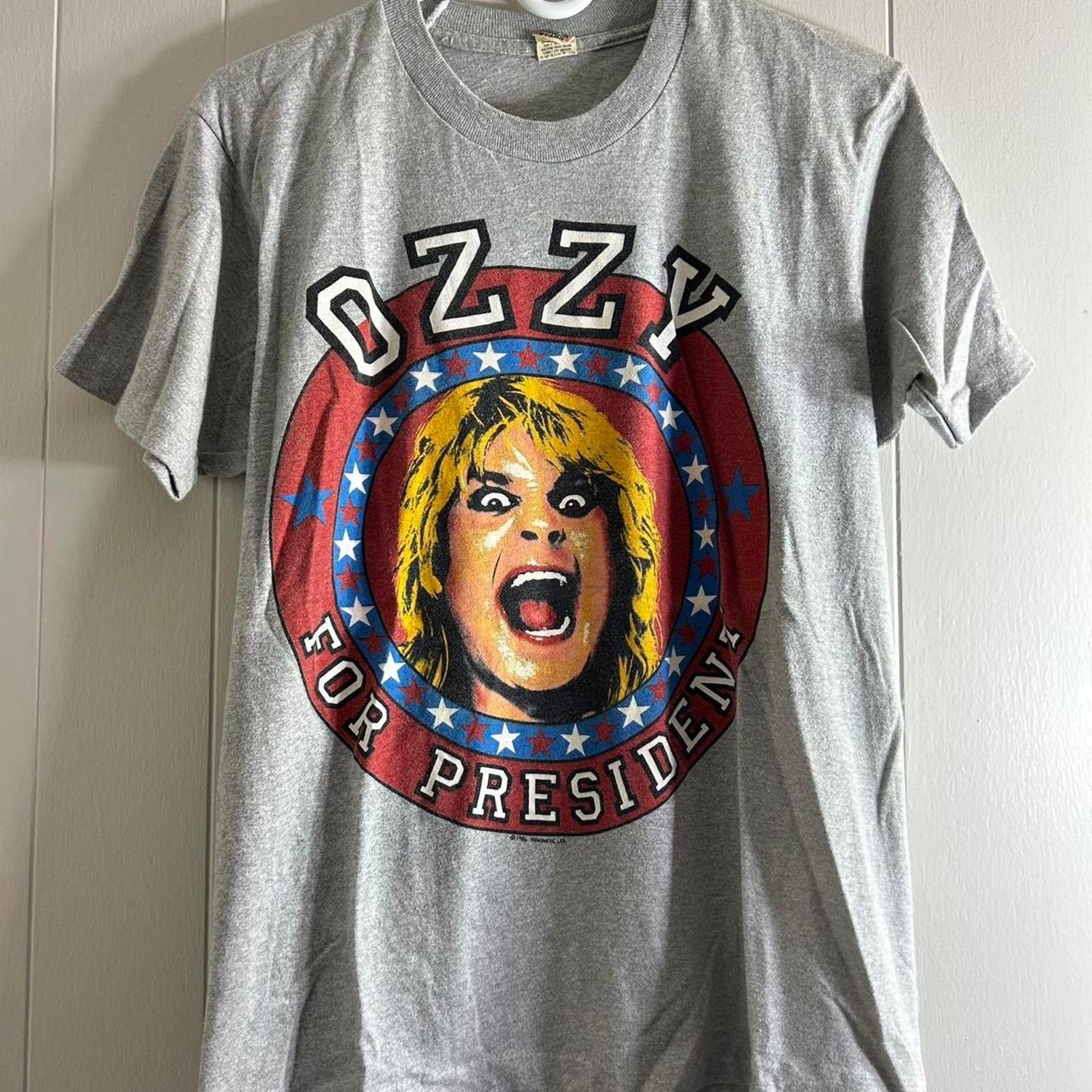 Vintage 1984 OZZY OSBOURNE Ozzy For President double sided tee shirt Size US L / EU 52-54 / 3 - 3 Thumbnail