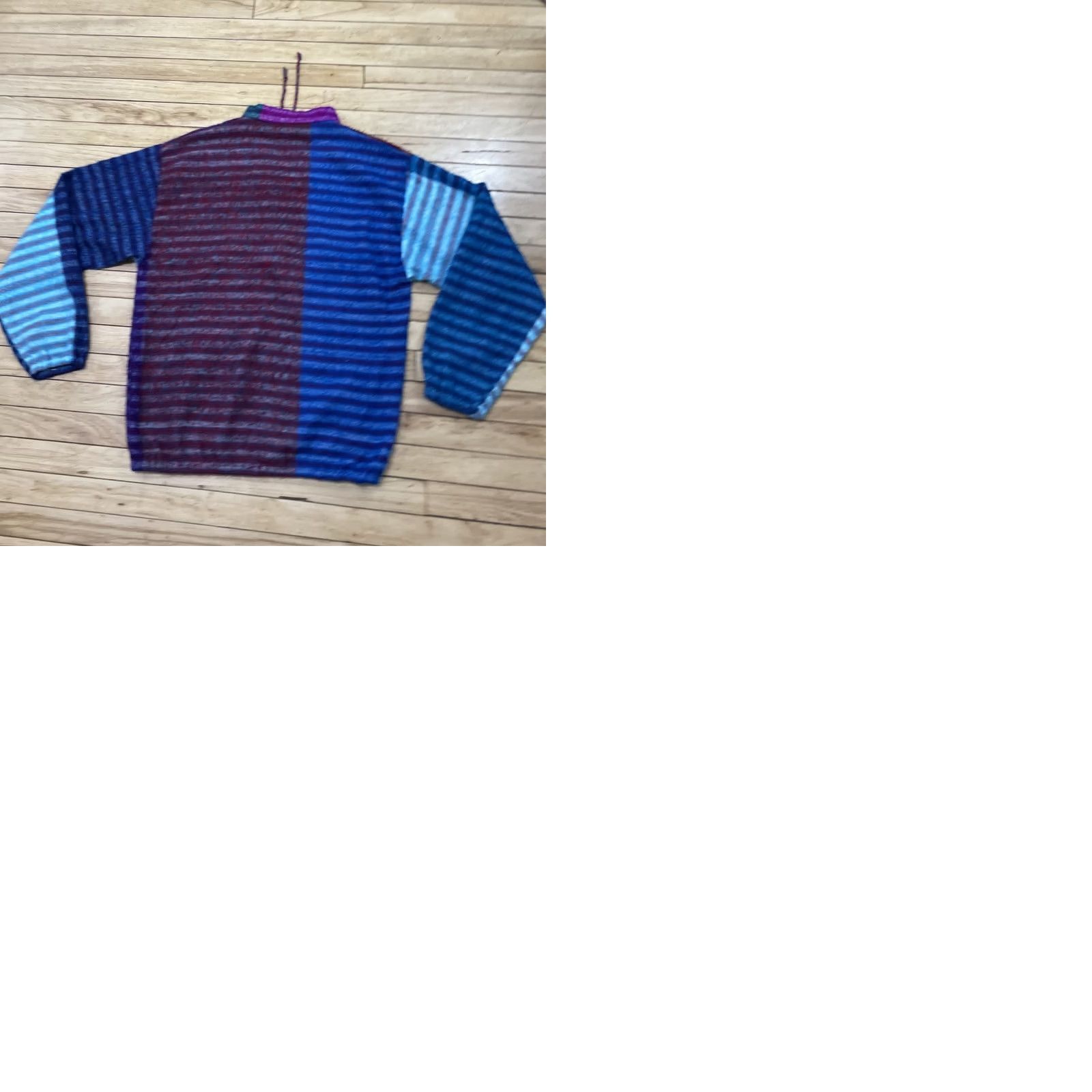AQUA Hippie Surfer Beach Sweater Adult L Tribal Knit Aqua Purple Red ColorBlock 44" Ensemble Size L / US 10 / IT 46 - 11 Thumbnail