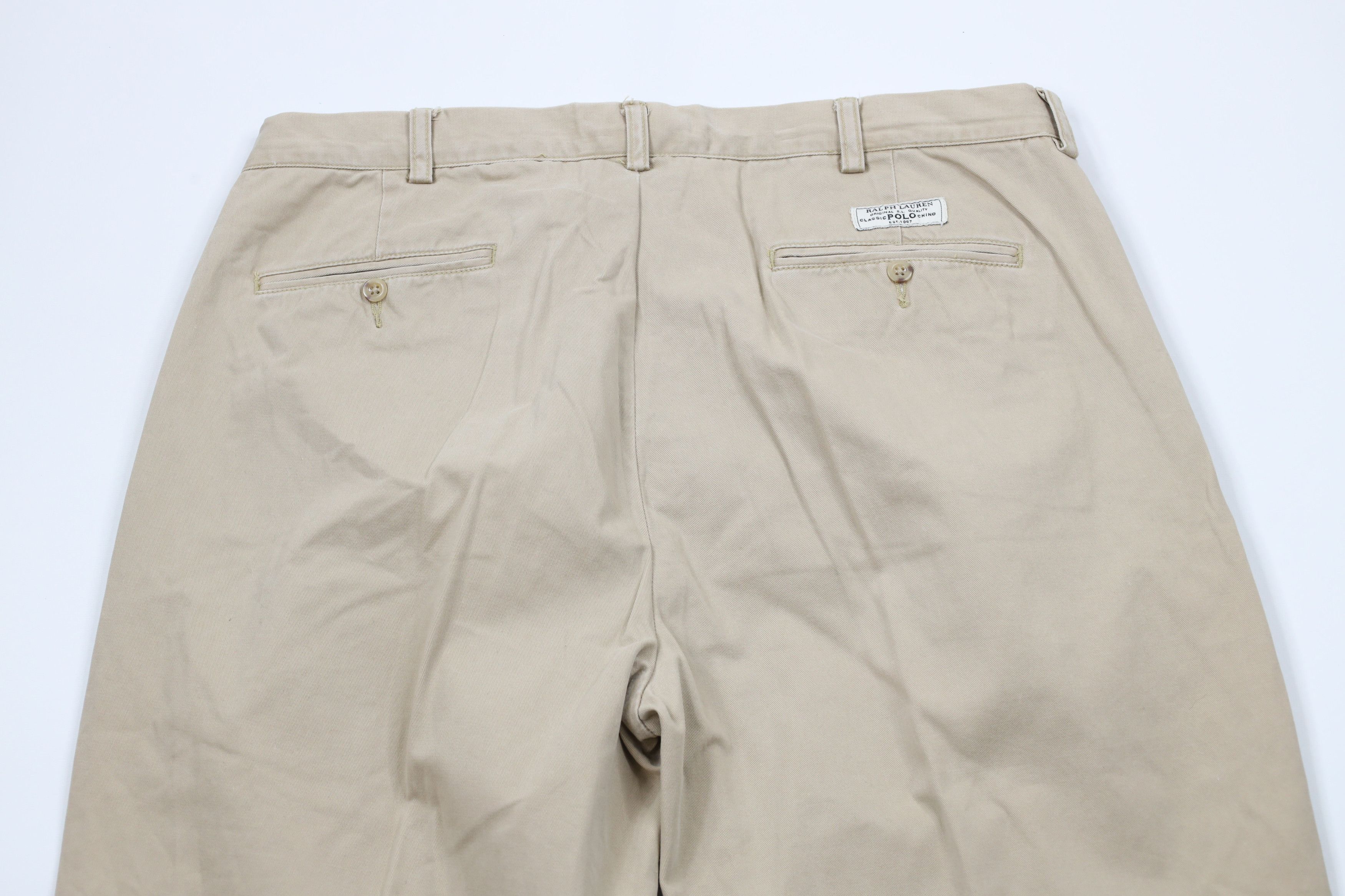 Ralph Lauren × Vintage Vintage 90s Ralph Lauren Wide Leg Chino Pants Khaki Cotton Size US 38 / EU 54 - 10 Thumbnail