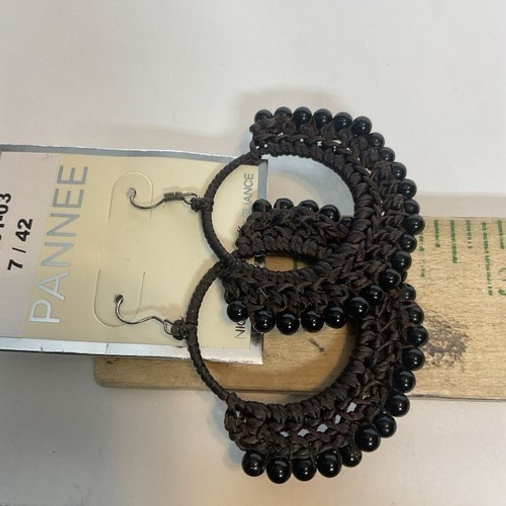 Other Pannee Loop /Hoop Macrame Earrings Brown & Beaded Dangle Size ONE SIZE - 5 Thumbnail