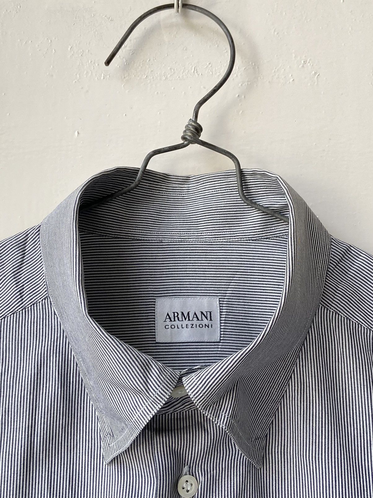 Armani Collezioni ARMANI COLLEZIONI Grey Striped Shirt Size US L / EU 52-54 / 3 - 15 Thumbnail
