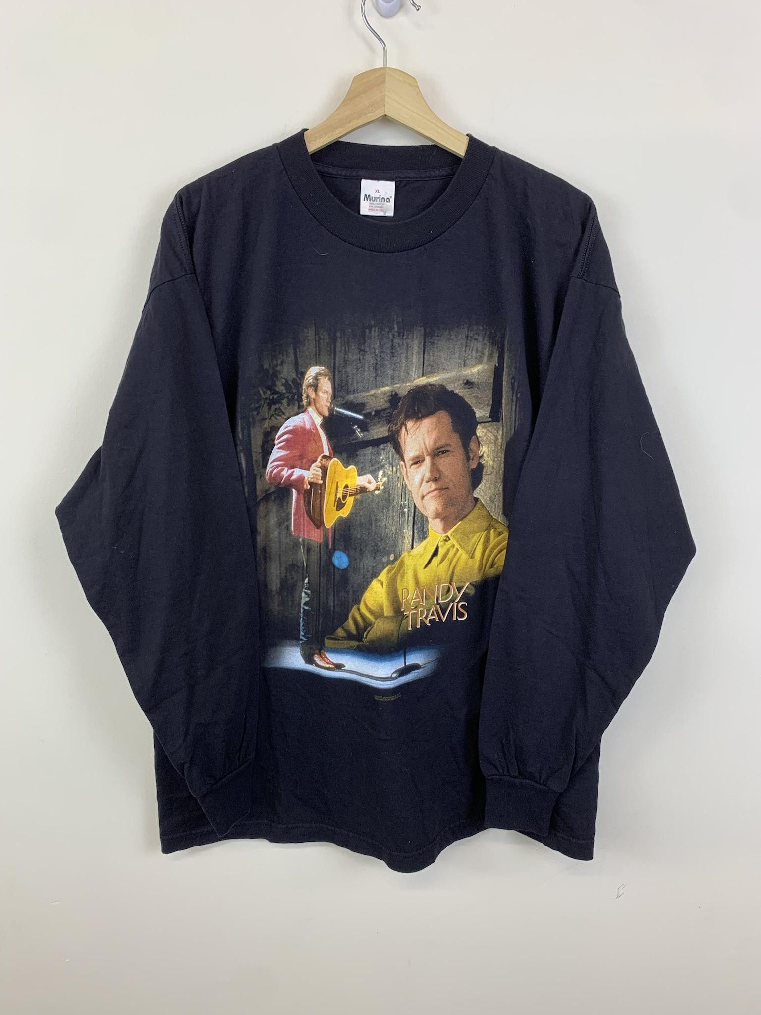 Image of Band Tees x Vintage Randy Travis 1988 Tour Longsleeve in Black, Men's (Size XL)