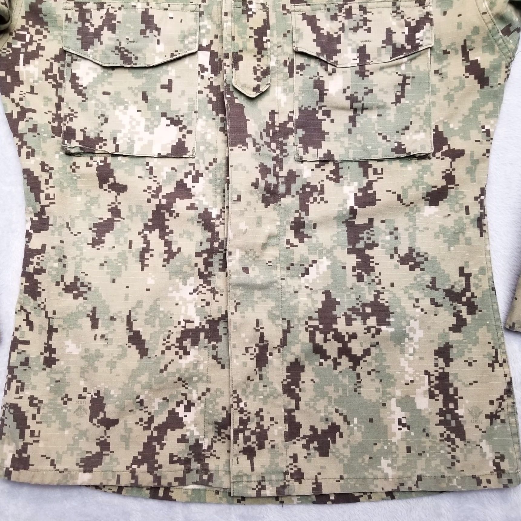 Vintage USN Jacket Womens Small Long Green Digital Camo Field Ripstop Canvas US Navy Shirt? Size S / US 4 / IT 40 - 5 Thumbnail